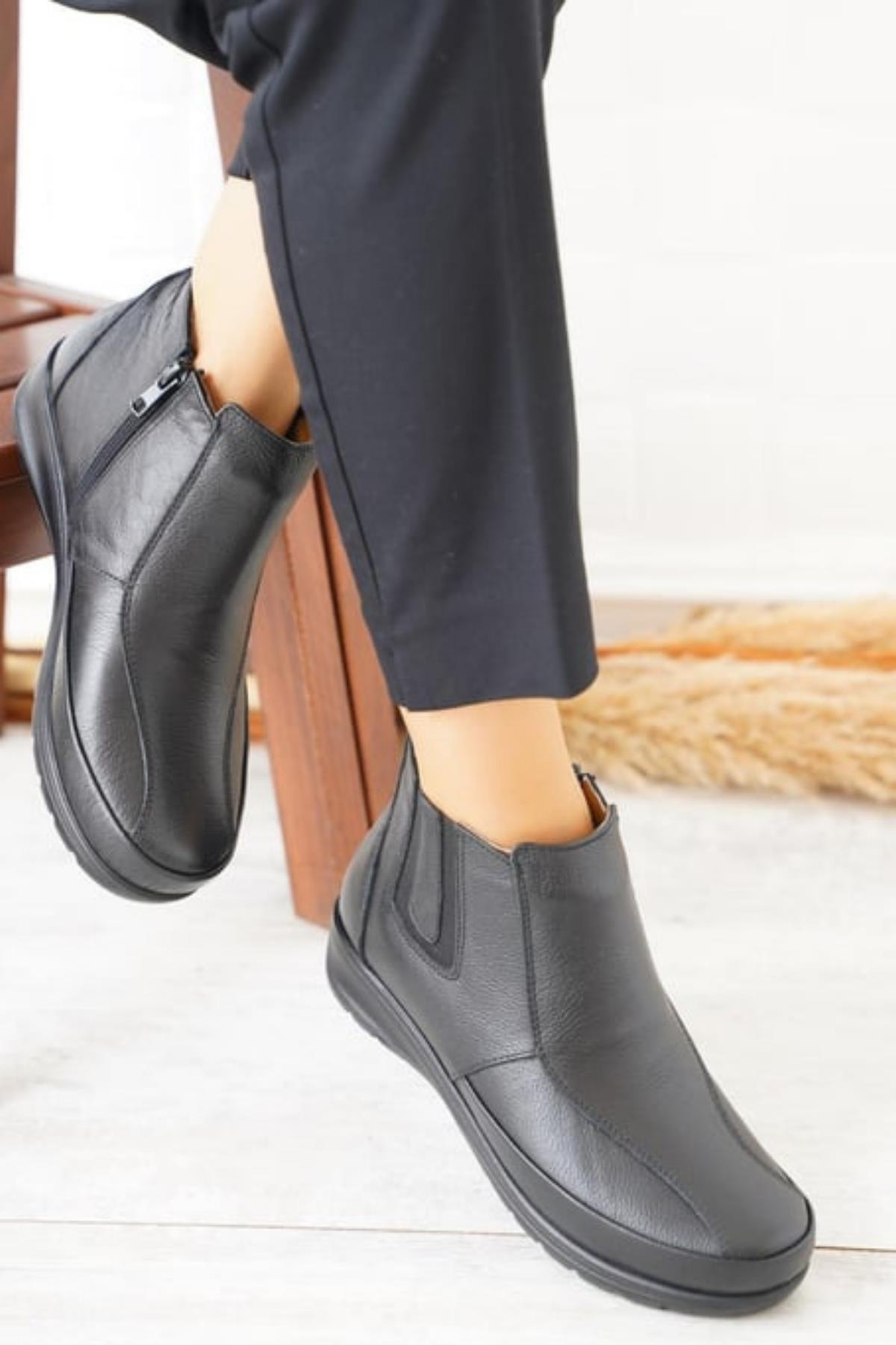 42759 Hakiki Deri Ortopedik Taban Anne Bot - Görsel 3