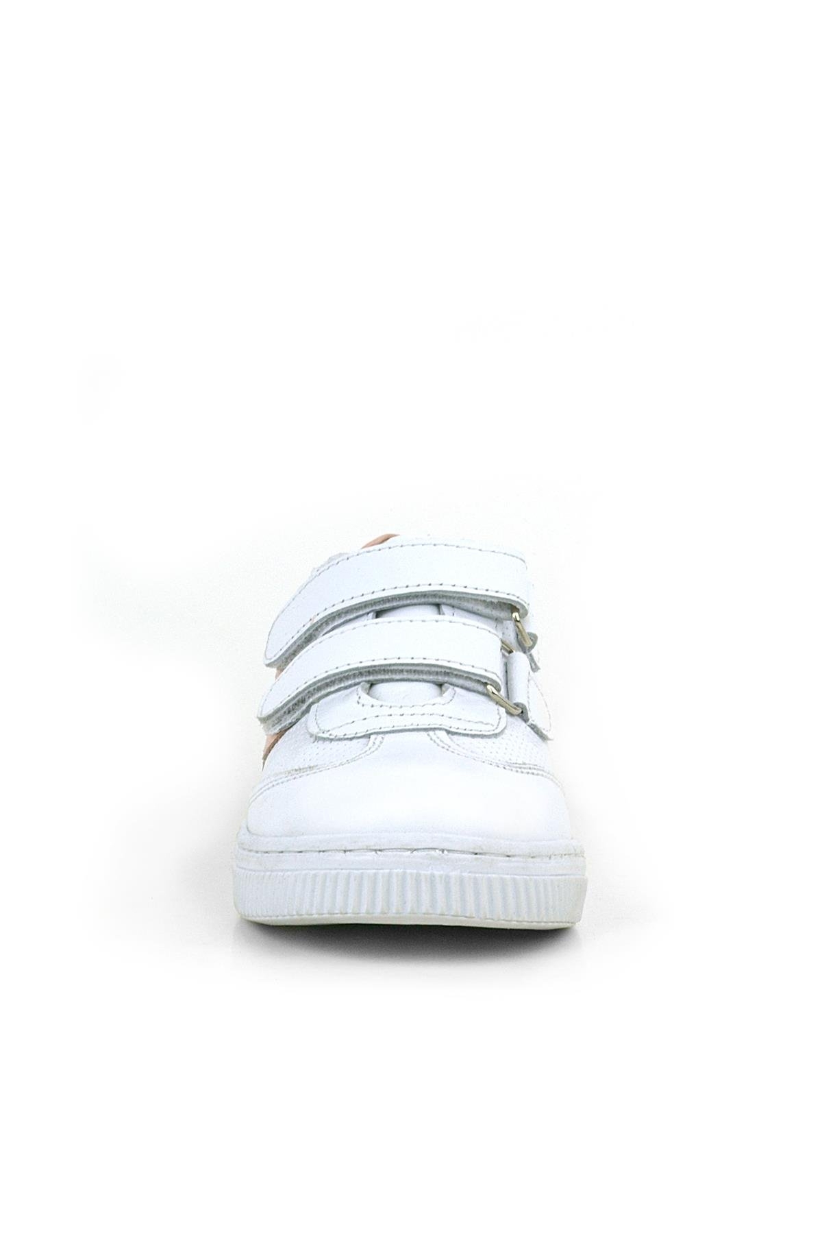 Hakiki Deri Beyaz Pembe Cırtlı Çocuk Spor Ayakkabı - Görsel 4
