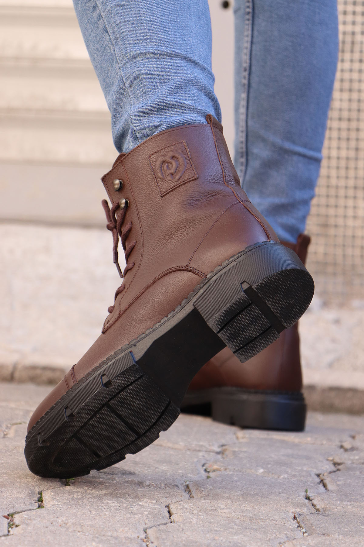 212-4426 Hakiki Deri Fermuarlı Erkek Postal Bot - Görsel 5