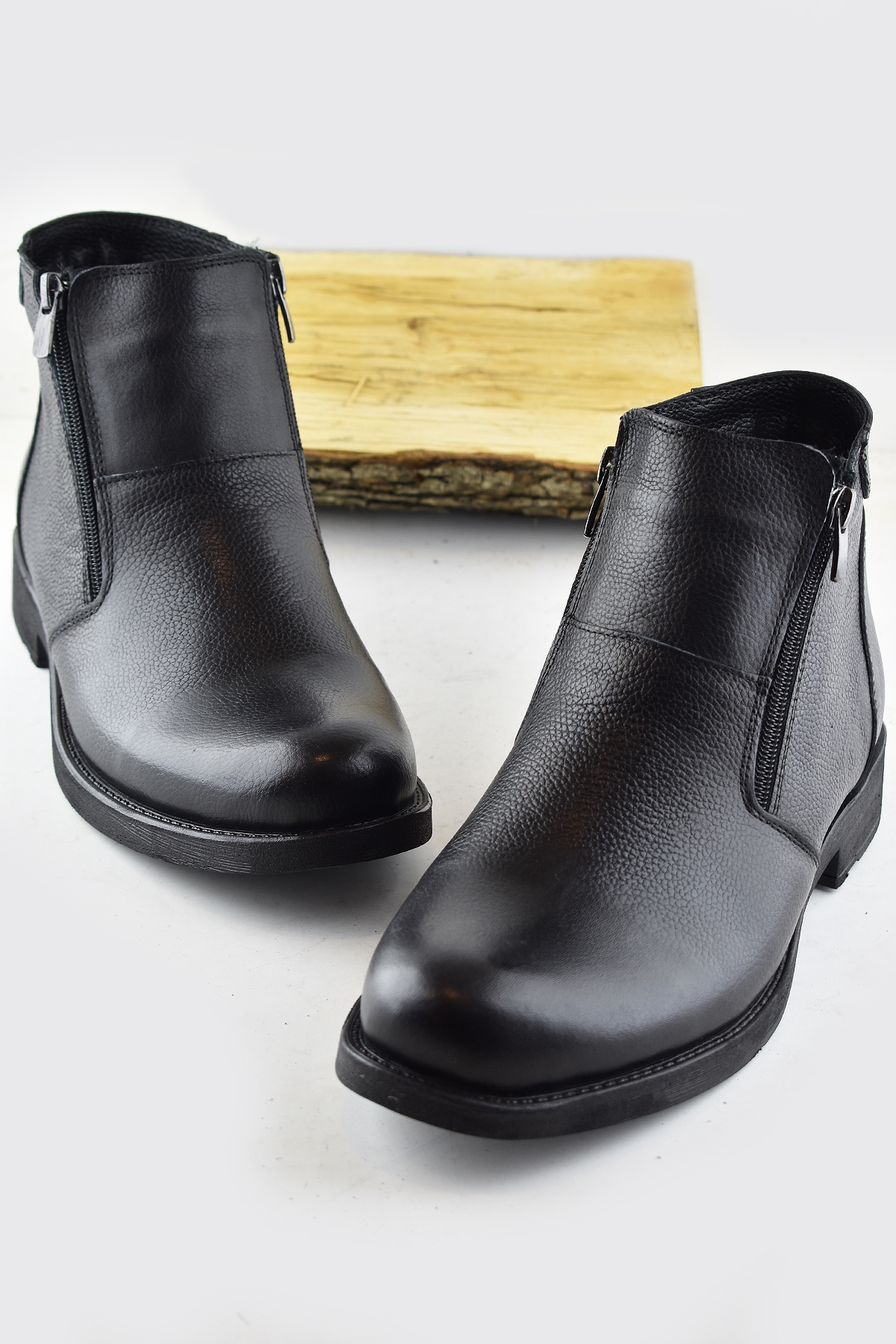 Ayakkabı Burada TAB3406 İçi Kürklü Hakiki Deri Erkek Bot Ayakkabı Ortopedik Taban Fermuarlı Deri Bot - Görsel 3