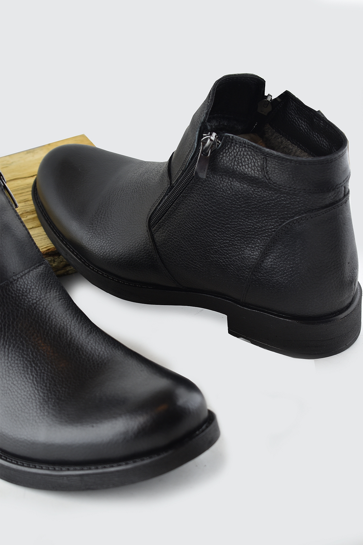 Ayakkabı Burada TAB3406 İçi Kürklü Hakiki Deri Erkek Bot Ayakkabı Ortopedik Taban Fermuarlı Deri Bot - Görsel 5