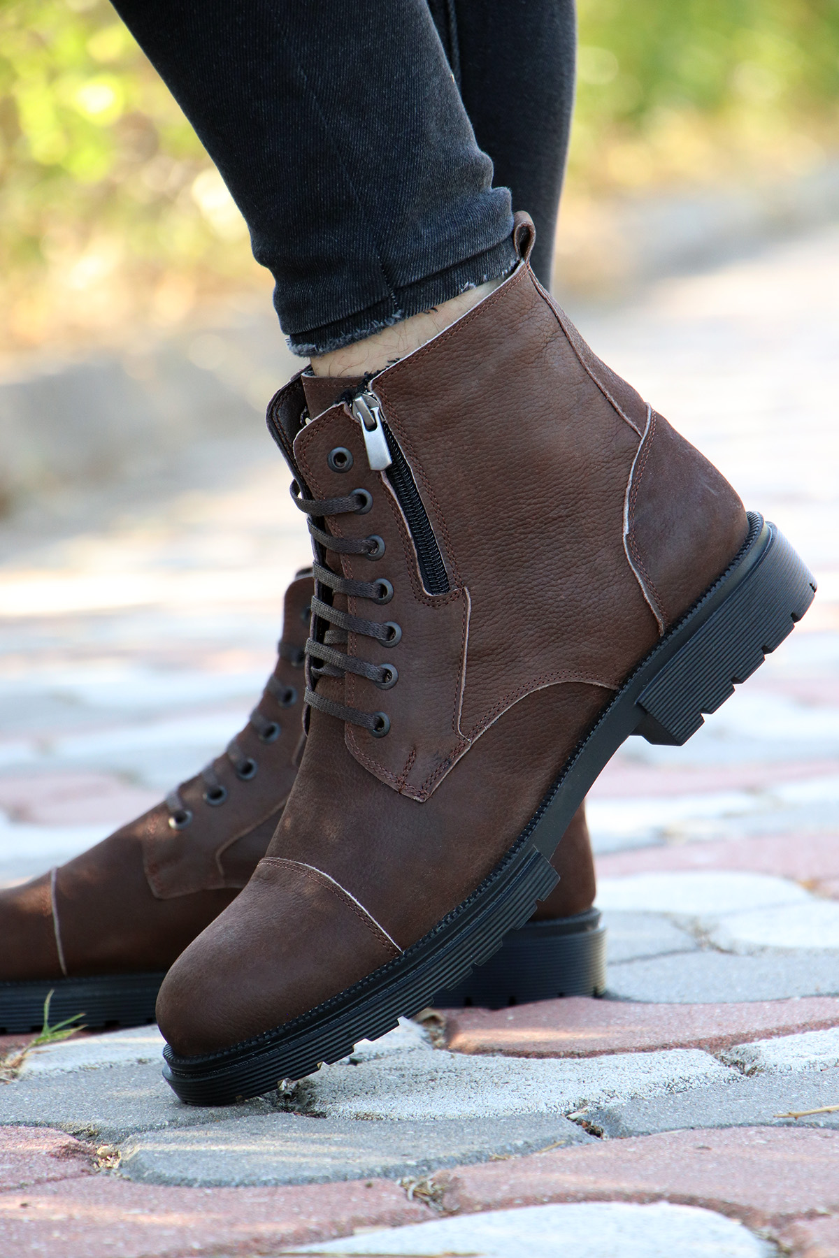 . 232-4241 Kaymaz Taban Fermuarlı Hakiki Deri Erkek Bot - Görsel 5