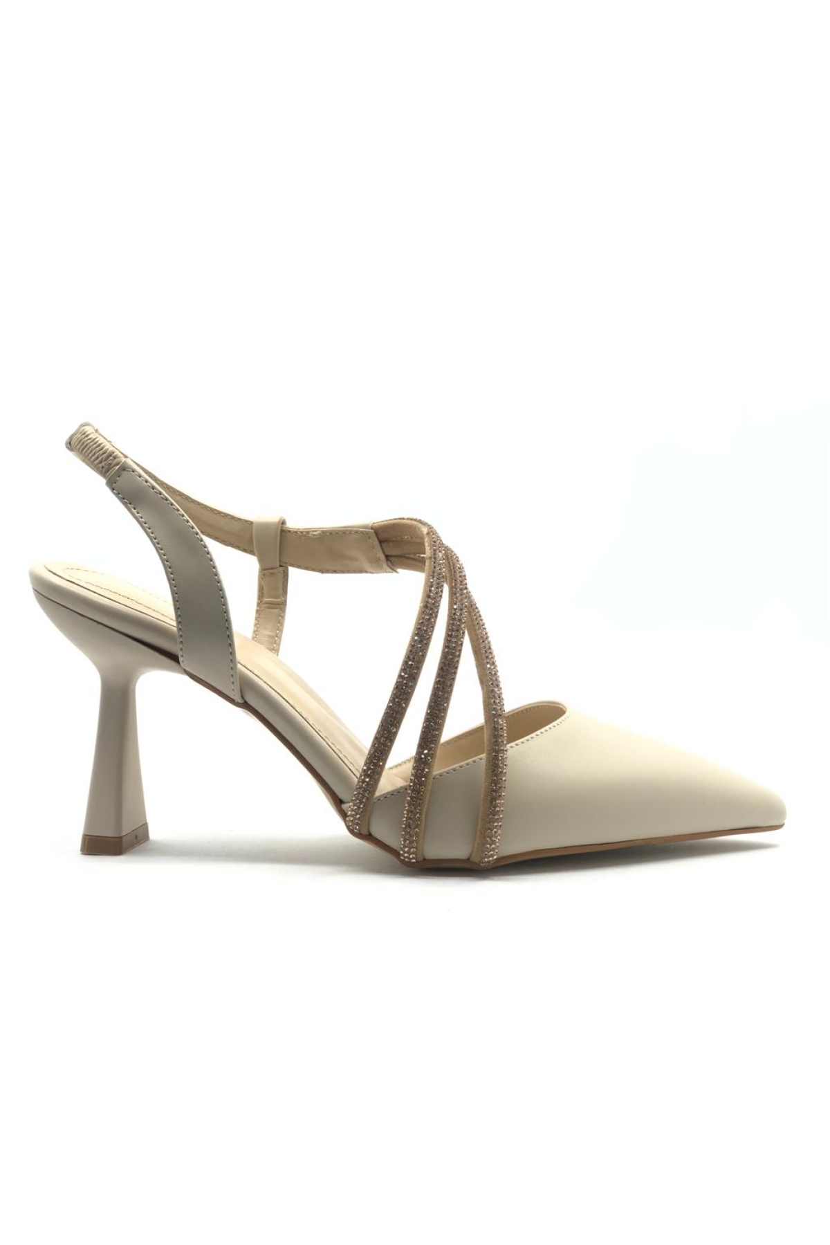 Üç Şerit Taş Detaylı Kadın Topuklu Ayakkabı Stiletto - Görsel 5