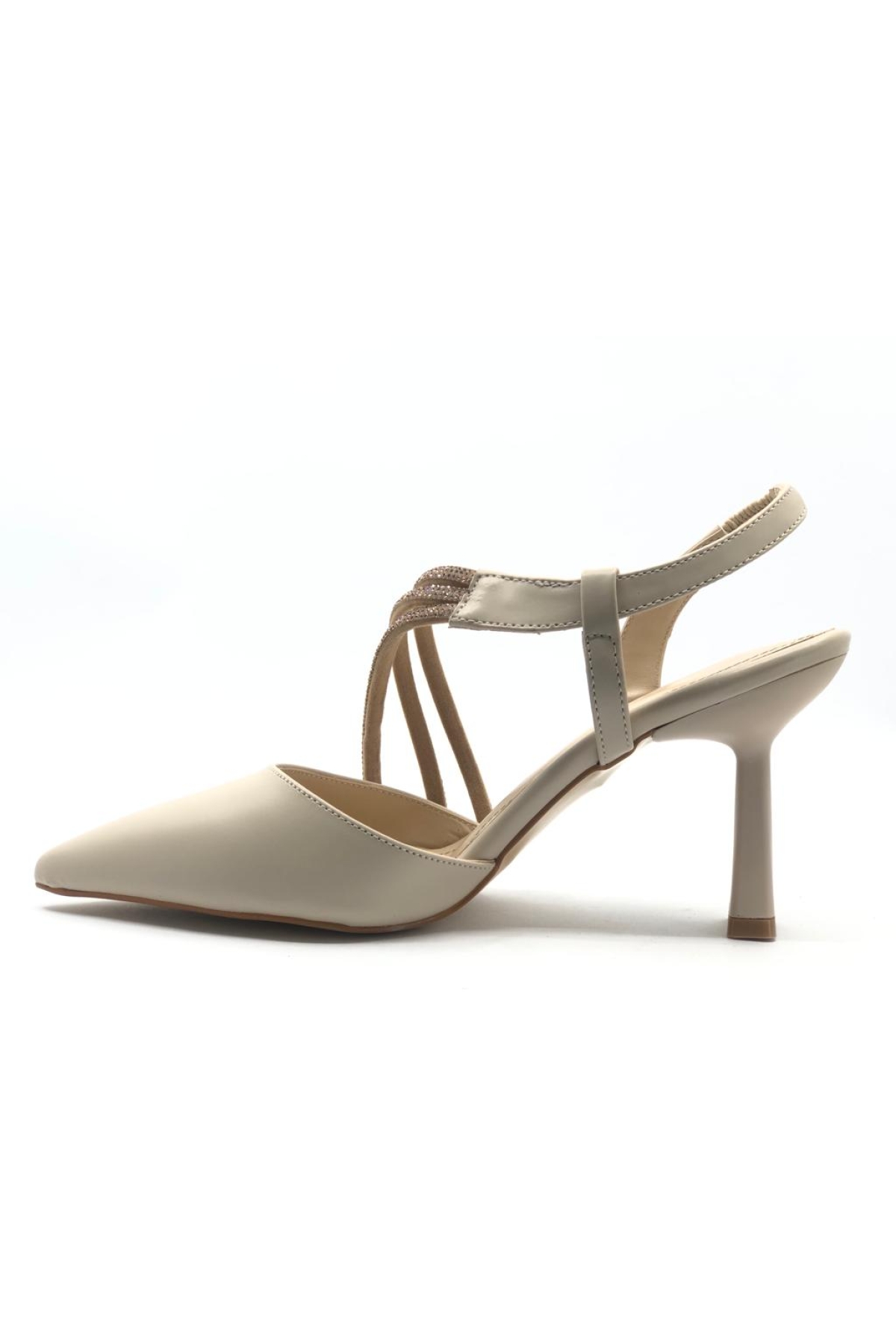 Üç Şerit Taş Detaylı Kadın Topuklu Ayakkabı Stiletto - Görsel 6