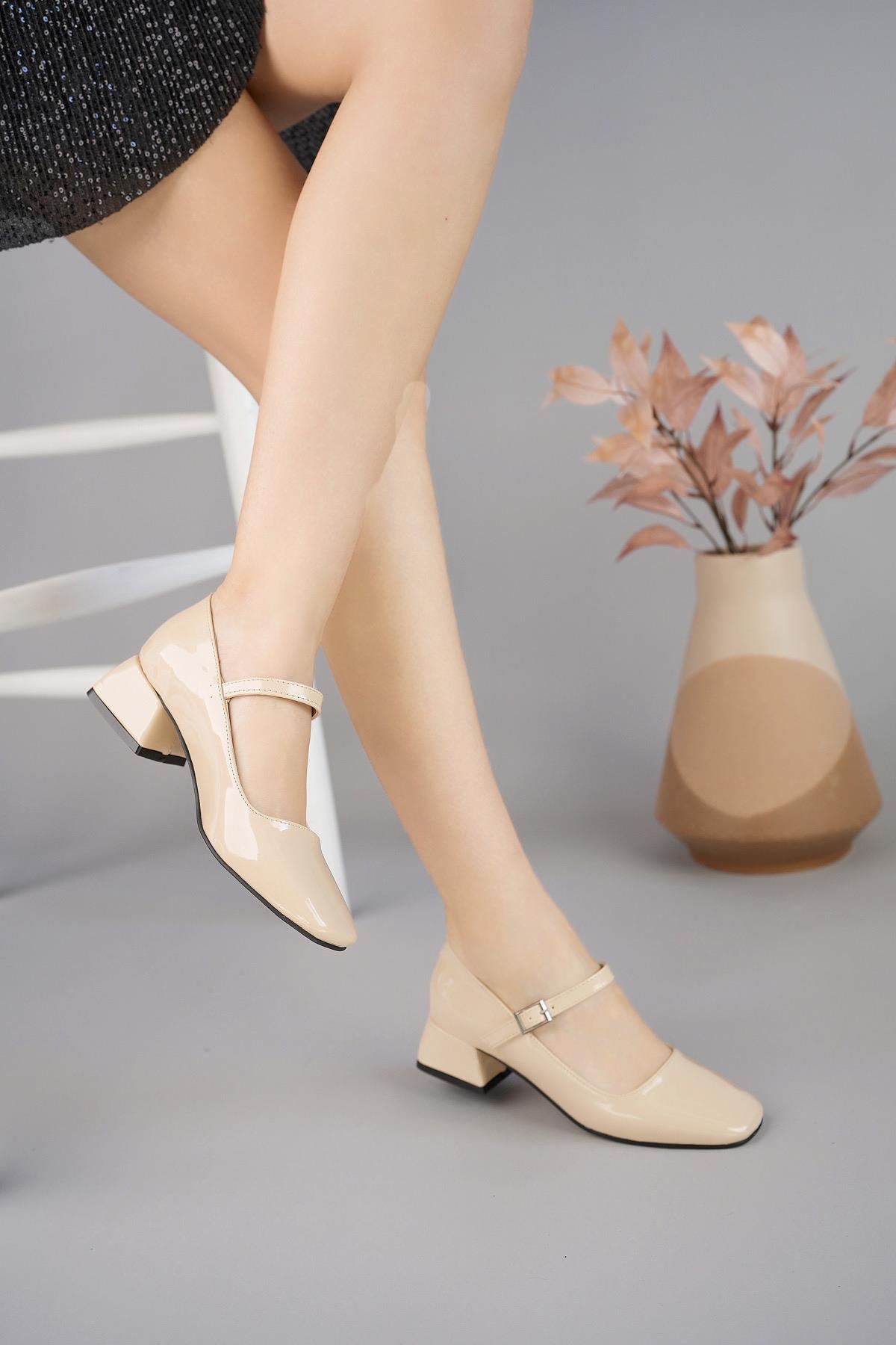 MARY Garantili Kare Burunlu Kadın Kısa Topuklu Ayakkabı - Görsel 7