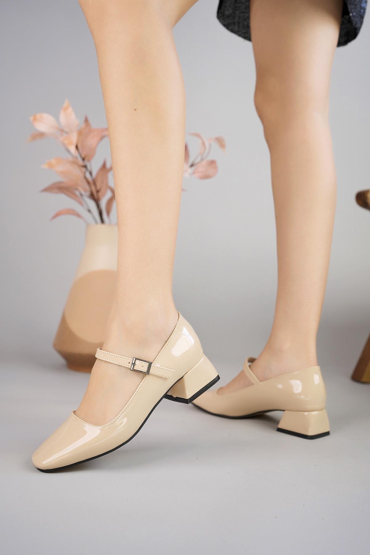 MARY Garantili Kare Burunlu Kadın Kısa Topuklu Ayakkabı - Görsel 8