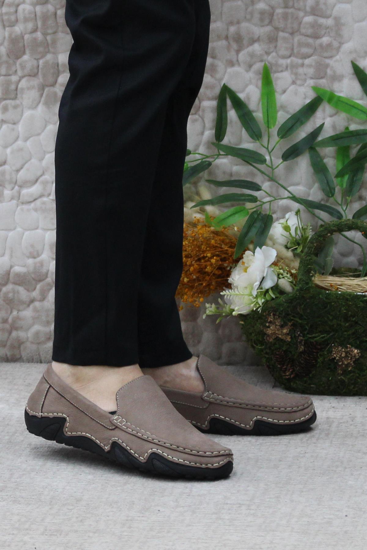 231225 Esnek Kauçuk Taban Nubuk Hakiki Deri Erkek Ayakkabı - Görsel 2