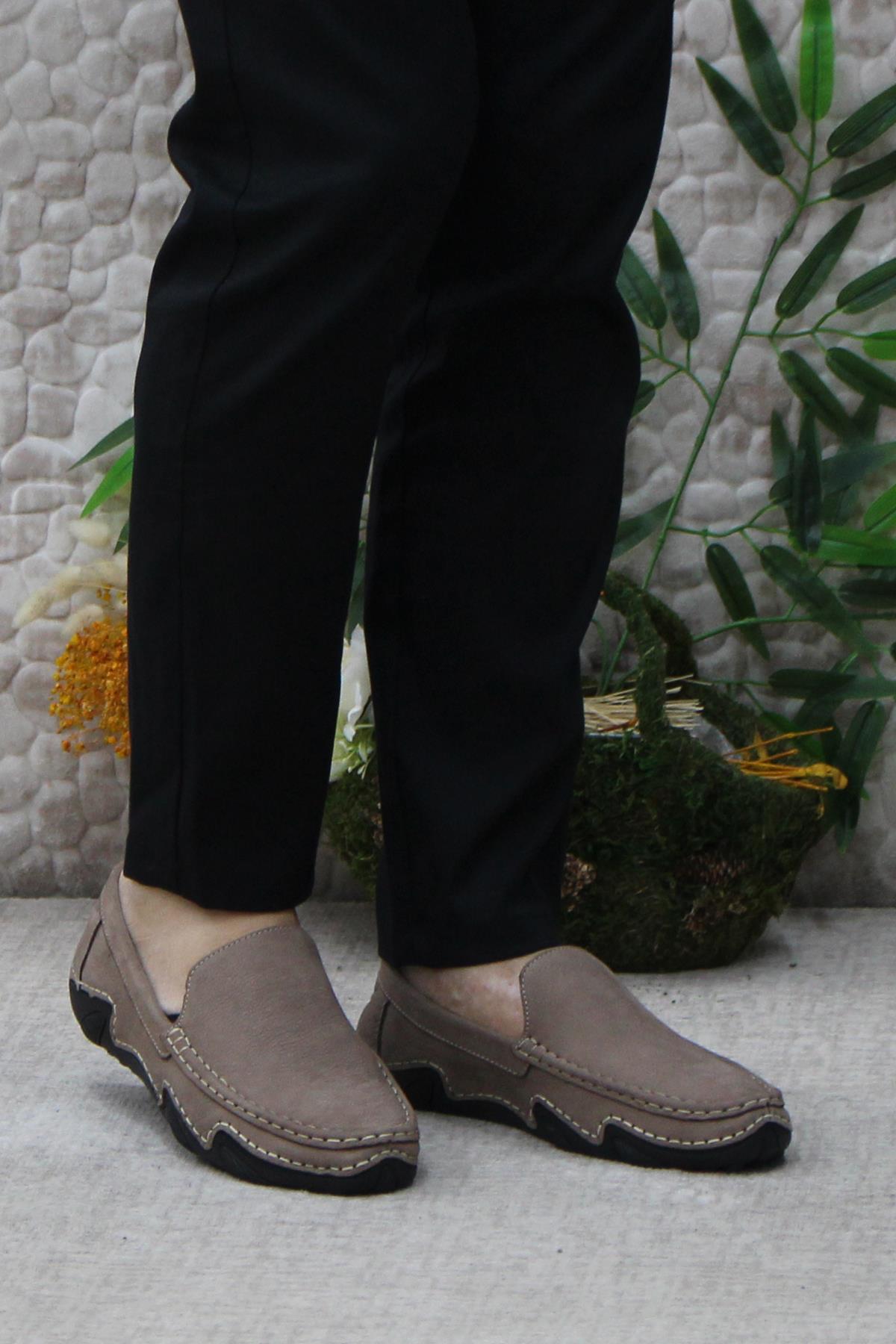 231225 Esnek Kauçuk Taban Nubuk Hakiki Deri Erkek Ayakkabı - Görsel 3