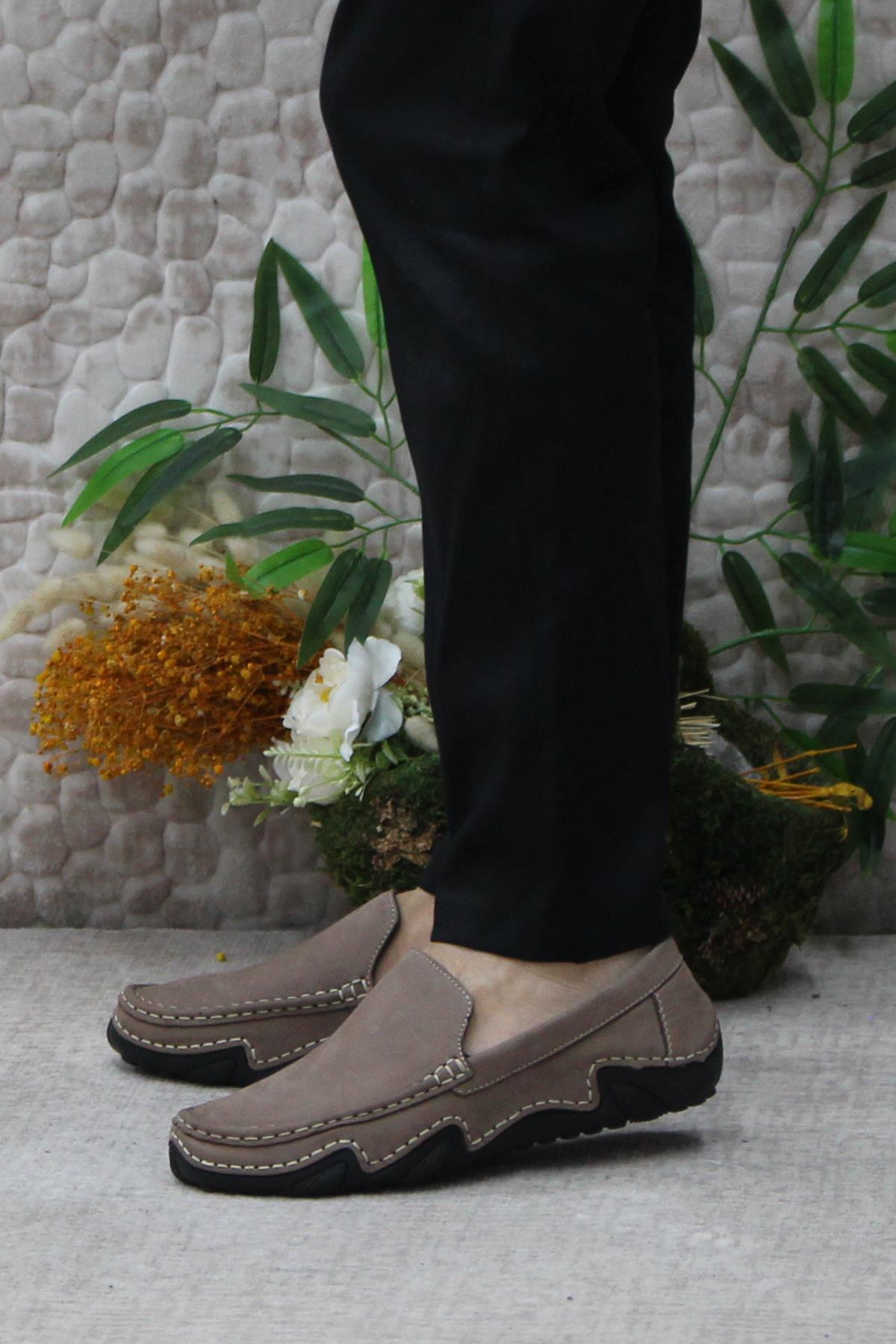 231225 Esnek Kauçuk Taban Nubuk Hakiki Deri Erkek Ayakkabı - Görsel 4