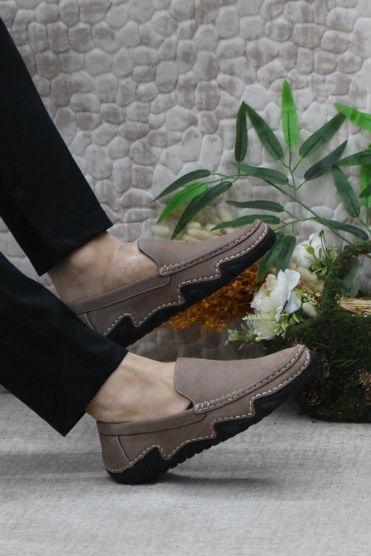 231225 Esnek Kauçuk Taban Nubuk Hakiki Deri Erkek Ayakkabı - Görsel 6