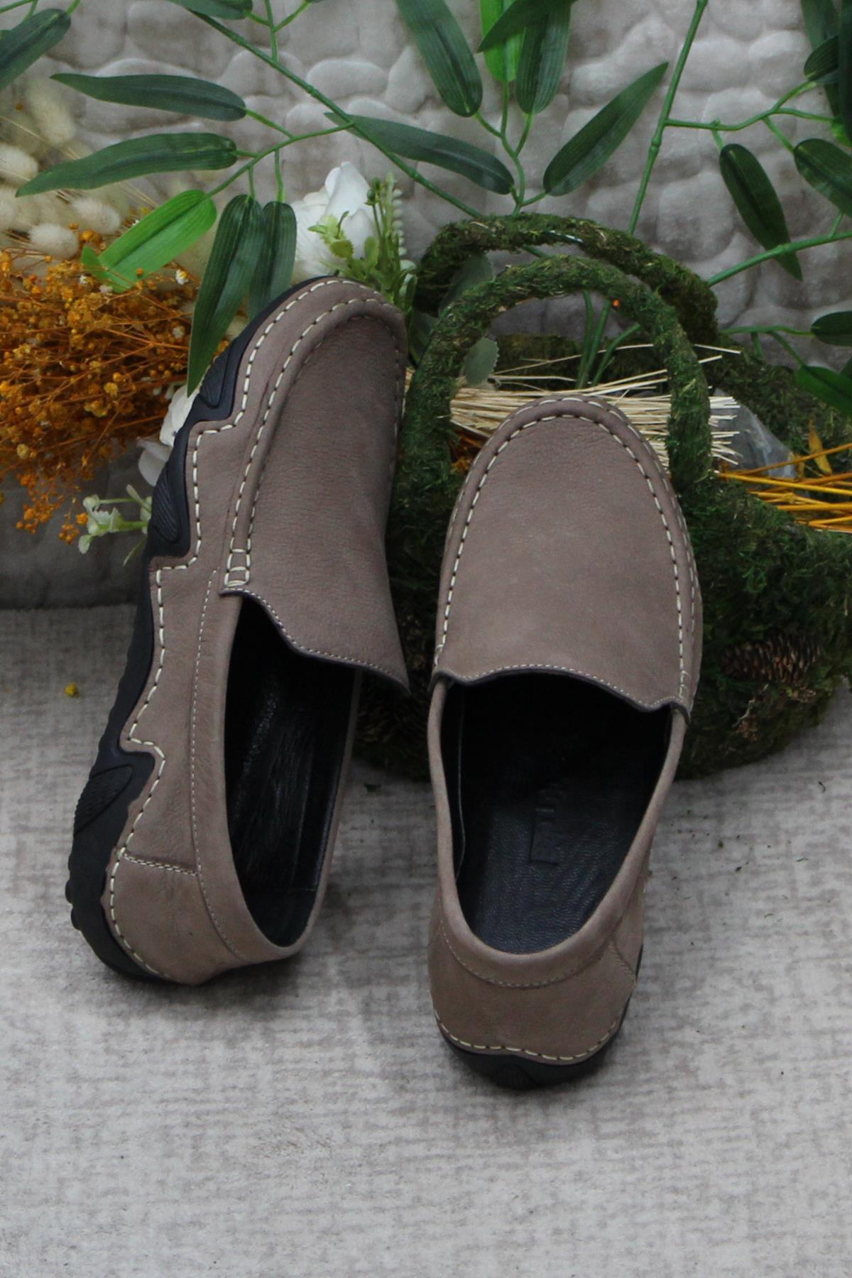 231225 Esnek Kauçuk Taban Nubuk Hakiki Deri Erkek Ayakkabı - Görsel 7