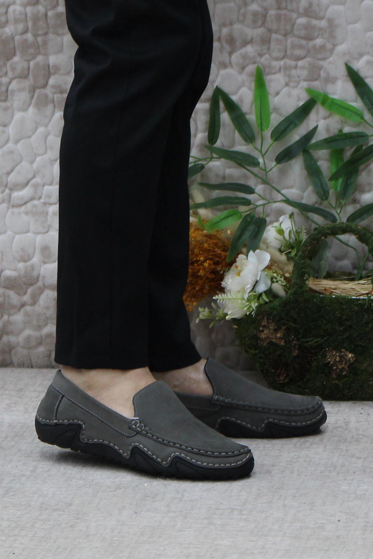 231225 Esnek Kauçuk Taban Nubuk Hakiki Deri Erkek Ayakkabı - Görsel 2