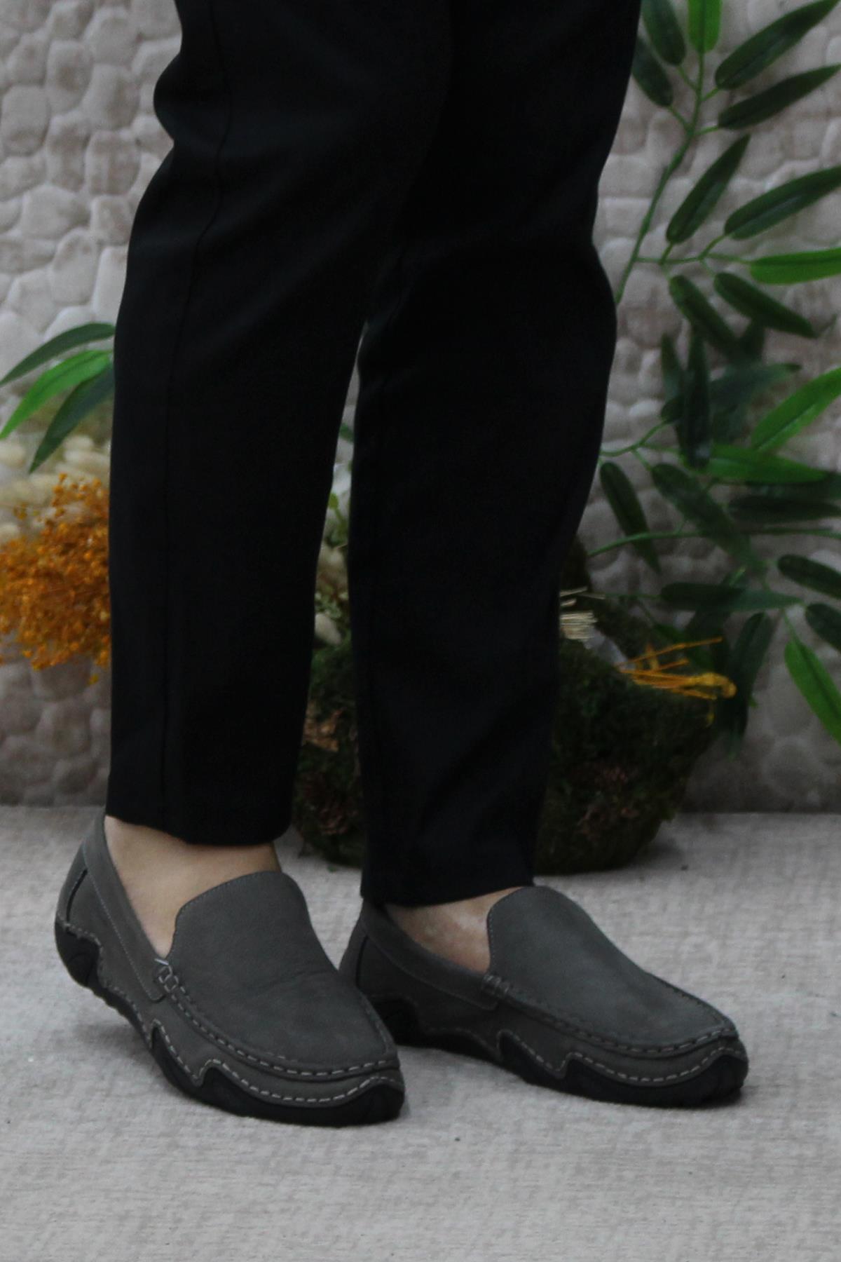 231225 Esnek Kauçuk Taban Nubuk Hakiki Deri Erkek Ayakkabı - Görsel 3