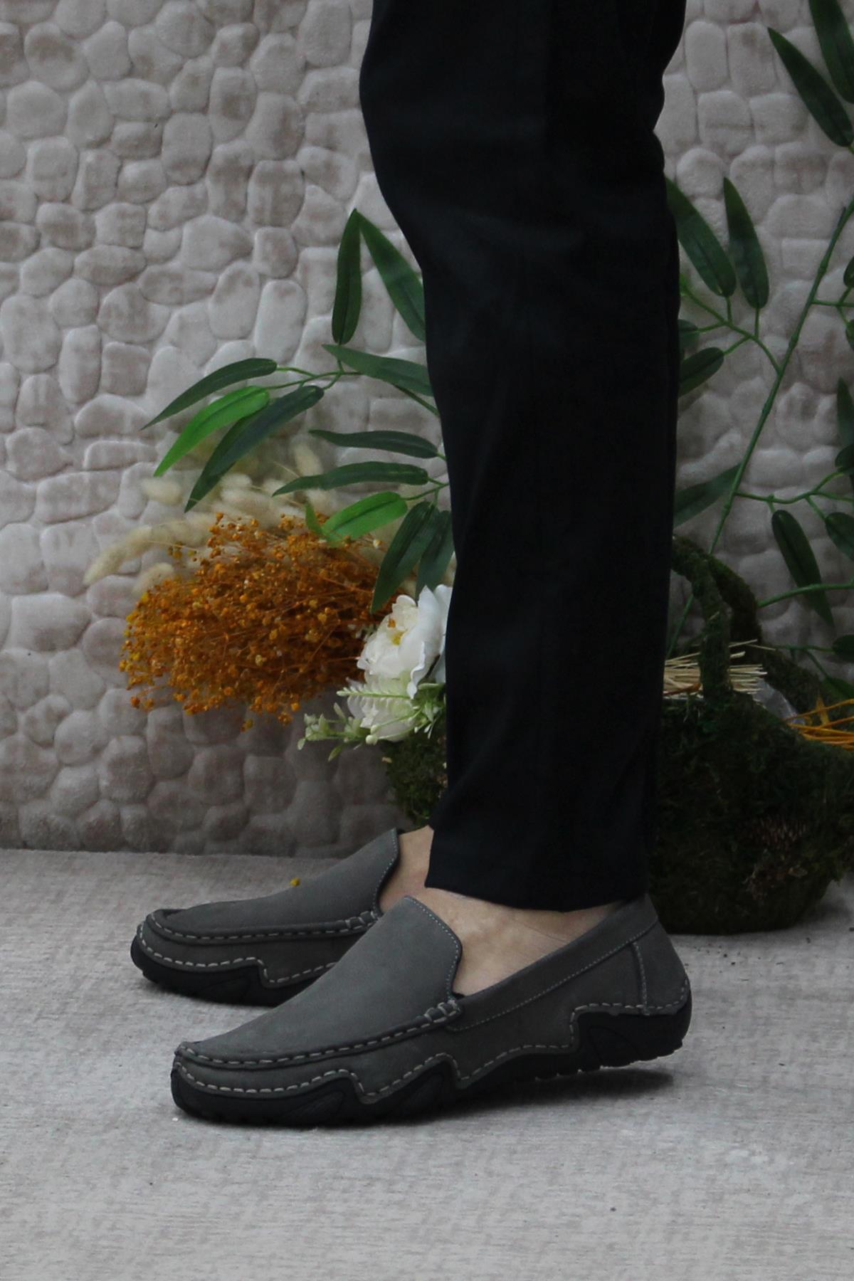 231225 Esnek Kauçuk Taban Nubuk Hakiki Deri Erkek Ayakkabı - Görsel 4