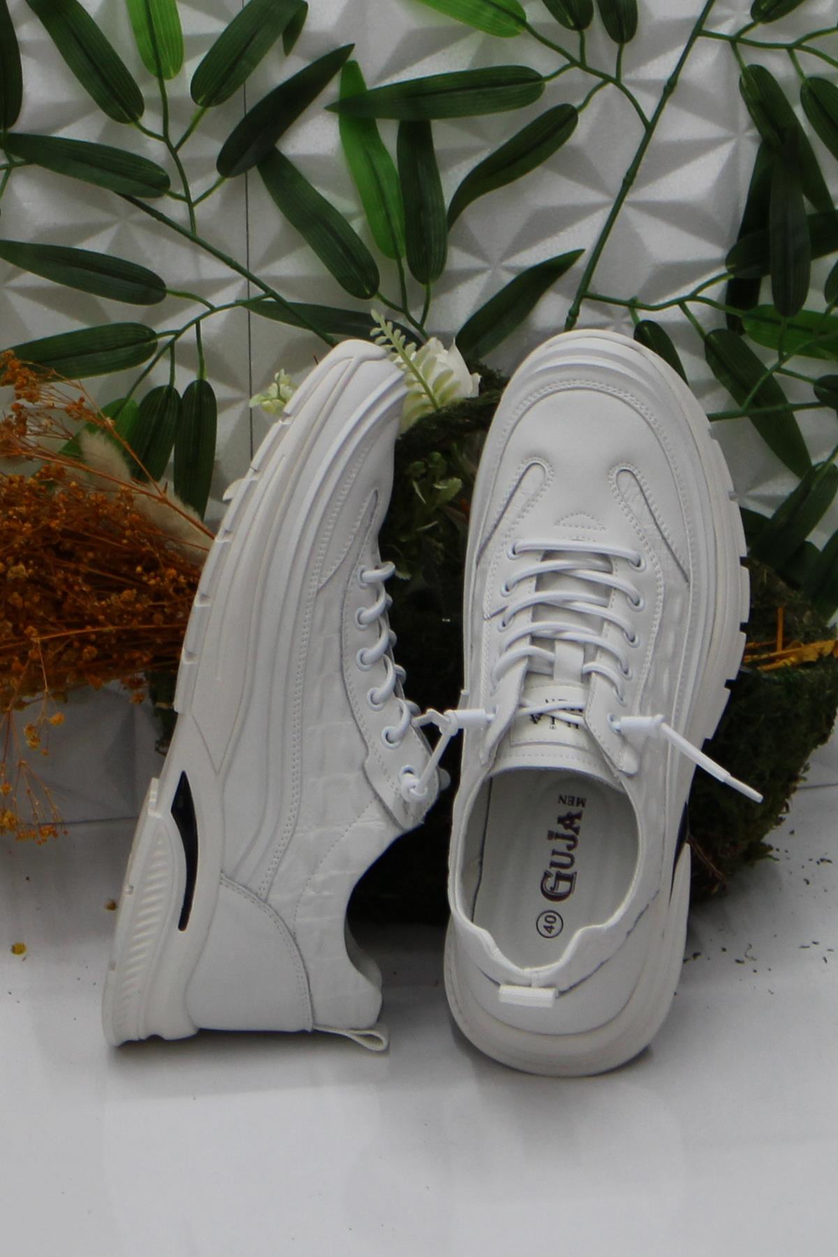 Guja 24K518 Beyaz Rahat Esnek Orijinal Ürün Hakiki Deri Erkek Ayakkabı - Görsel 6