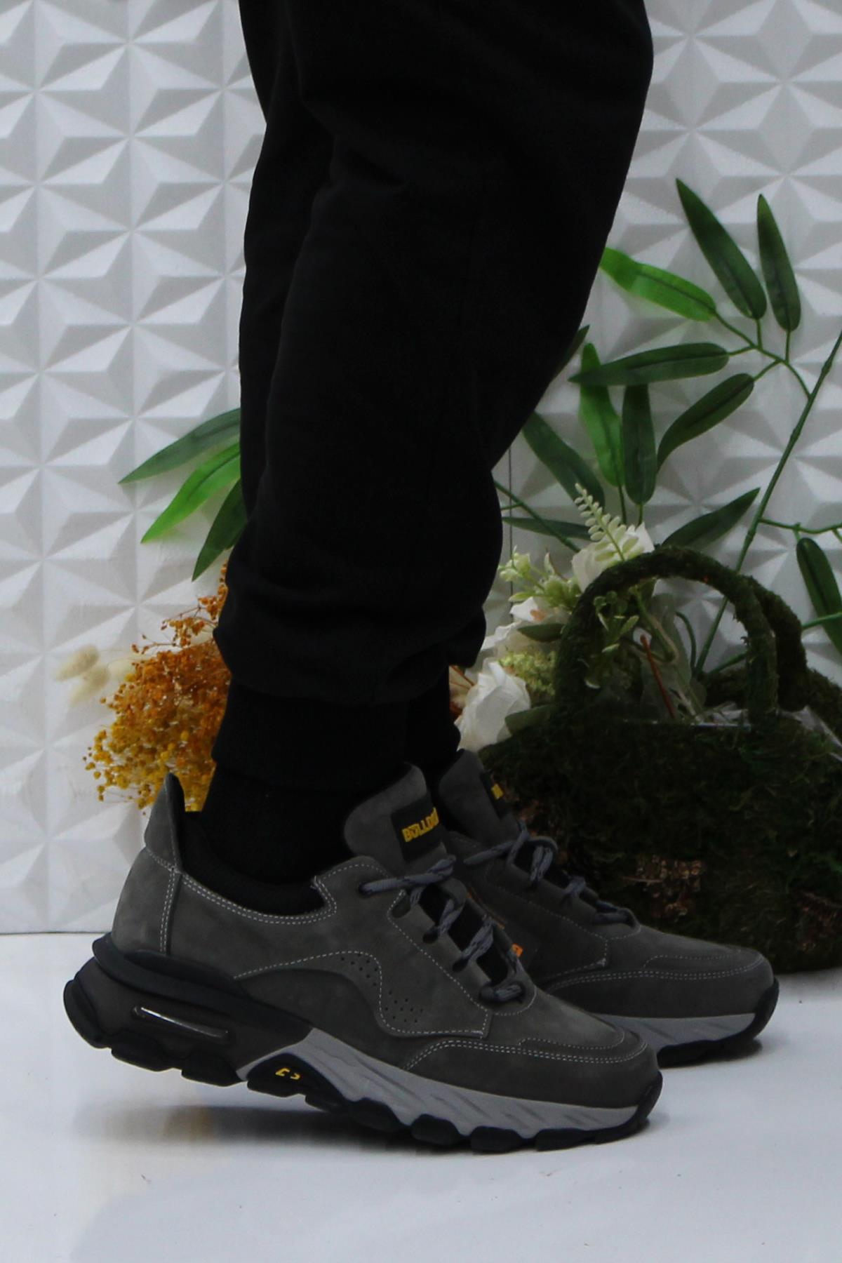 250011 Gri Nubuk Rahat Orijinal Ürün Hakiki Deri Erkek Ayakkabı - Görsel 2