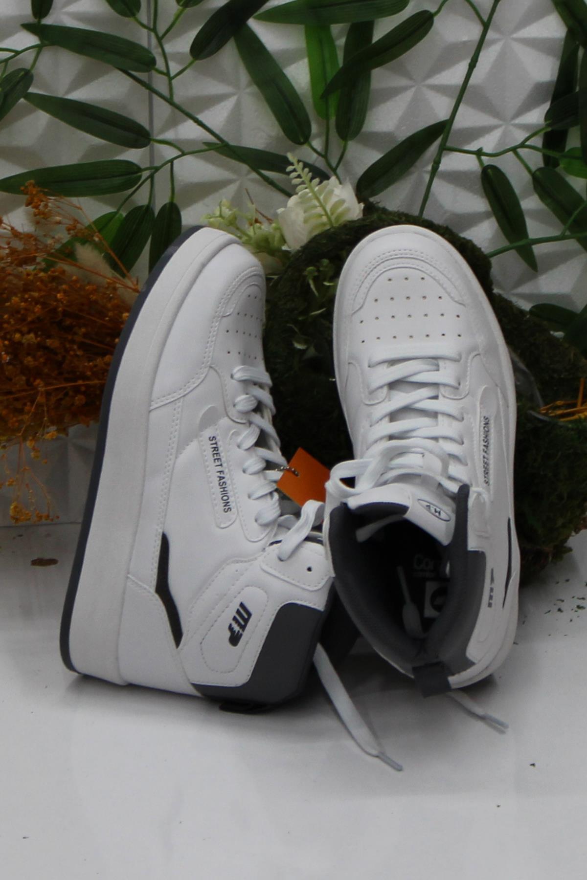 242-2057 Beyaz Rahat Orijinal Ürün Bilekli Kadın Spor Ayakkabı - Görsel 6