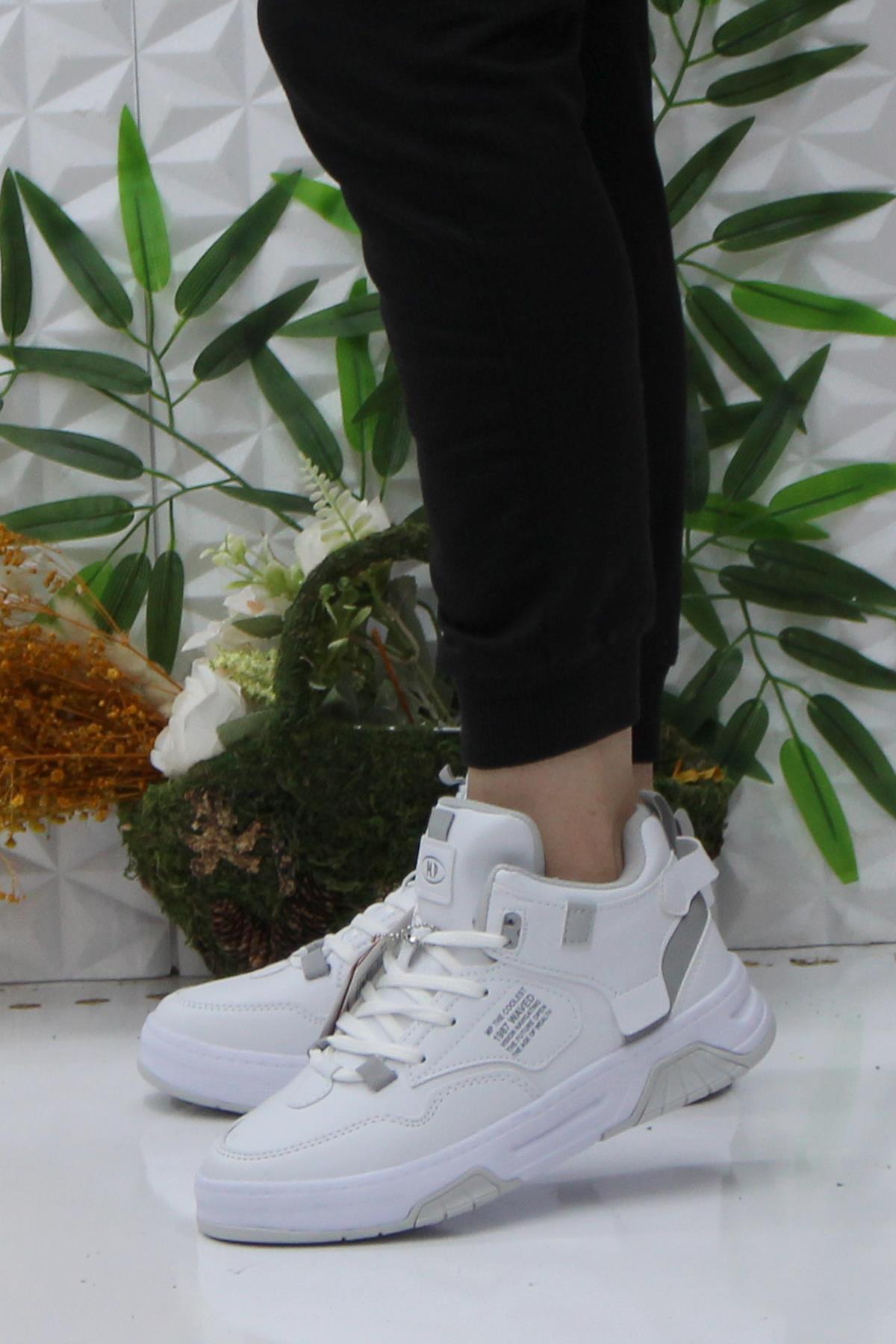 242-2063 Beyaz Rahat Orijinal Ürün Bilekli Kadın Spor Ayakkabı - Görsel 4