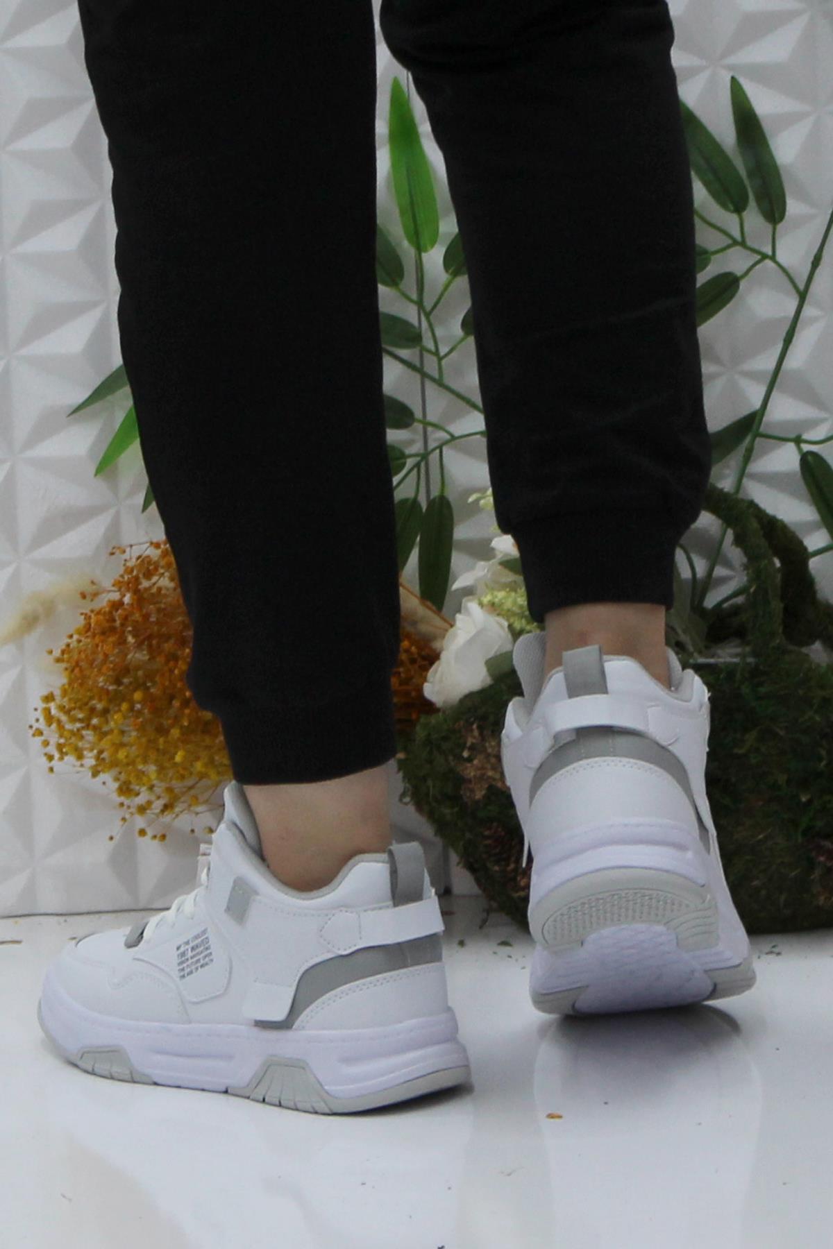 242-2063 Beyaz Rahat Orijinal Ürün Bilekli Kadın Spor Ayakkabı - Görsel 5