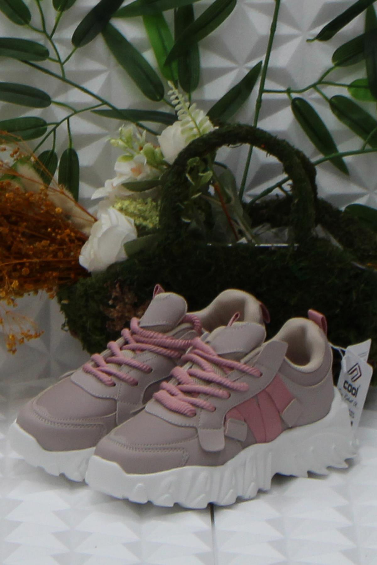 Cool Verom Pudra Bağcık Görünümlü Cırtlı Sneaker Ortopedik Çocuk Ayakkabı - Görsel 4