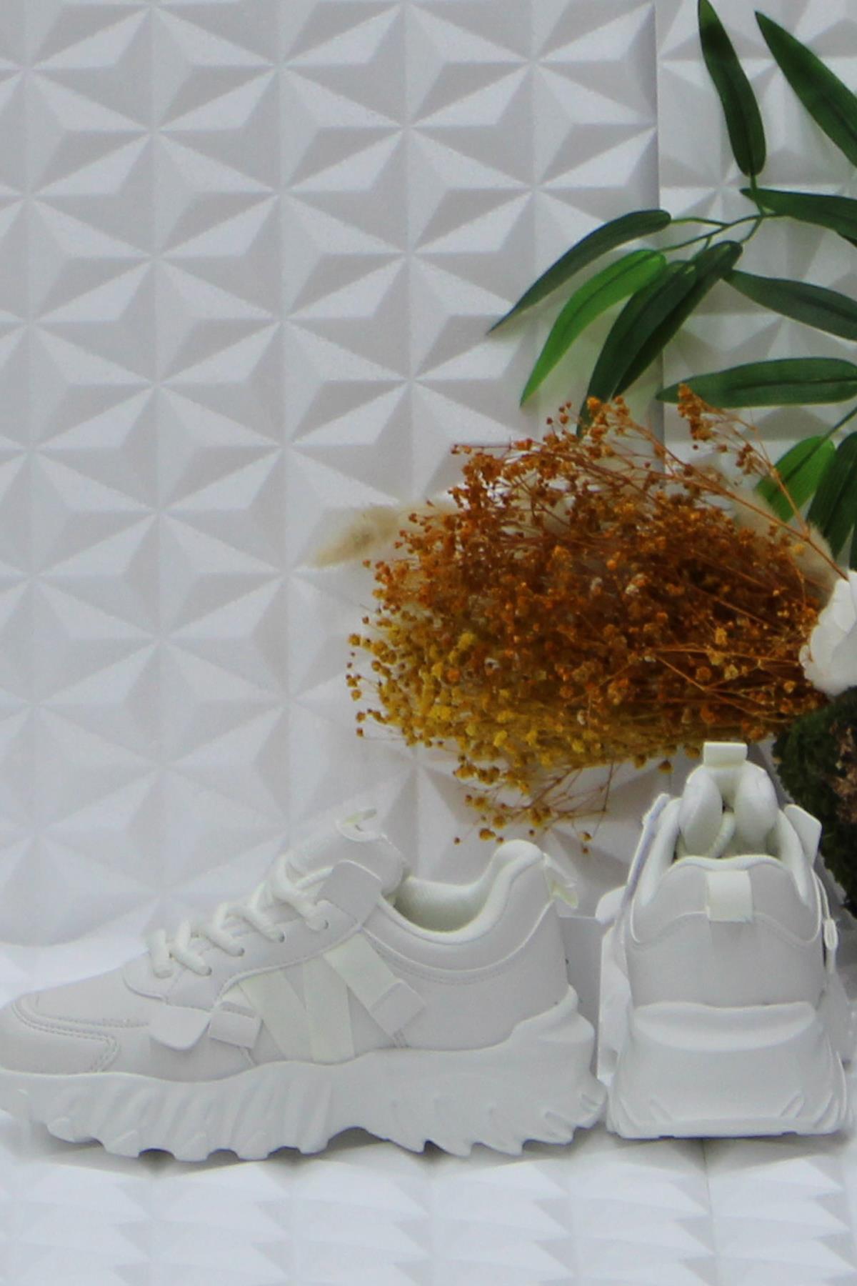 Cool Verom Beyaz Bağcık Görünümlü Cırtlı Sneaker Ortopedik Çocuk Ayakkabı - Görsel 5