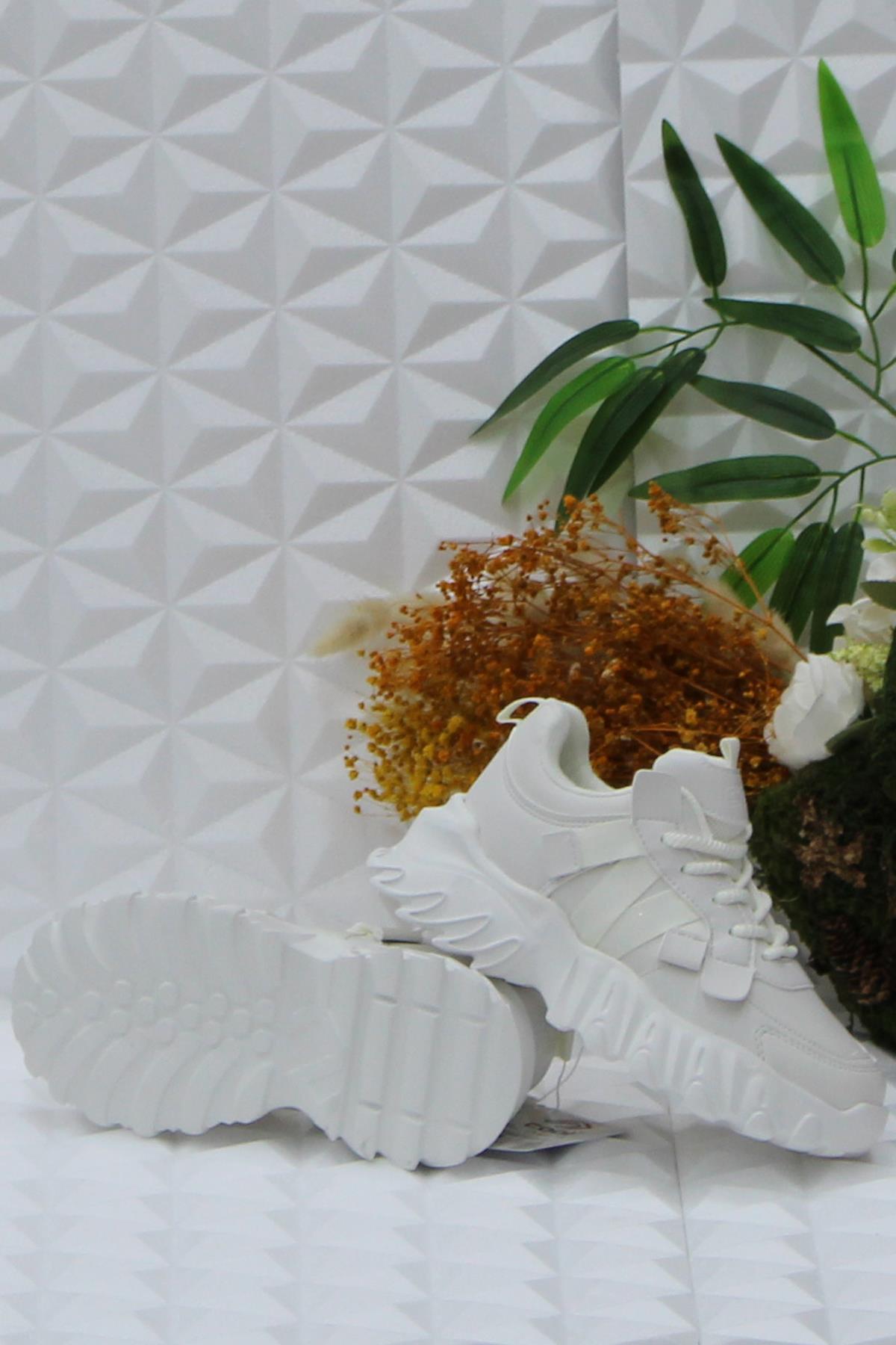 Cool Verom Beyaz Bağcık Görünümlü Cırtlı Sneaker Ortopedik Çocuk Ayakkabı - Görsel 6