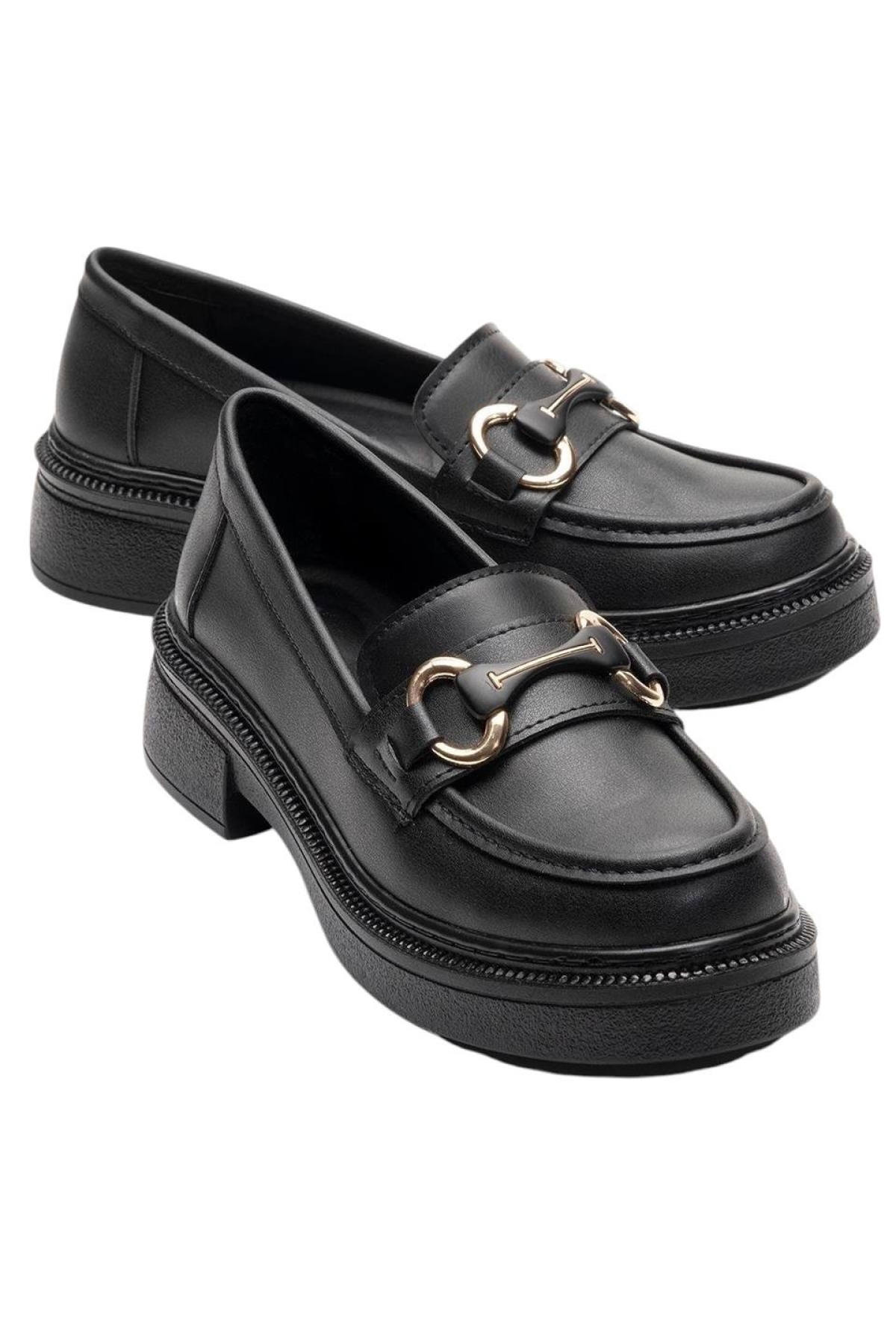 Kadın Tokalı Yüksek Taban Günlük Ayakkabı SİYAH - Görsel 3