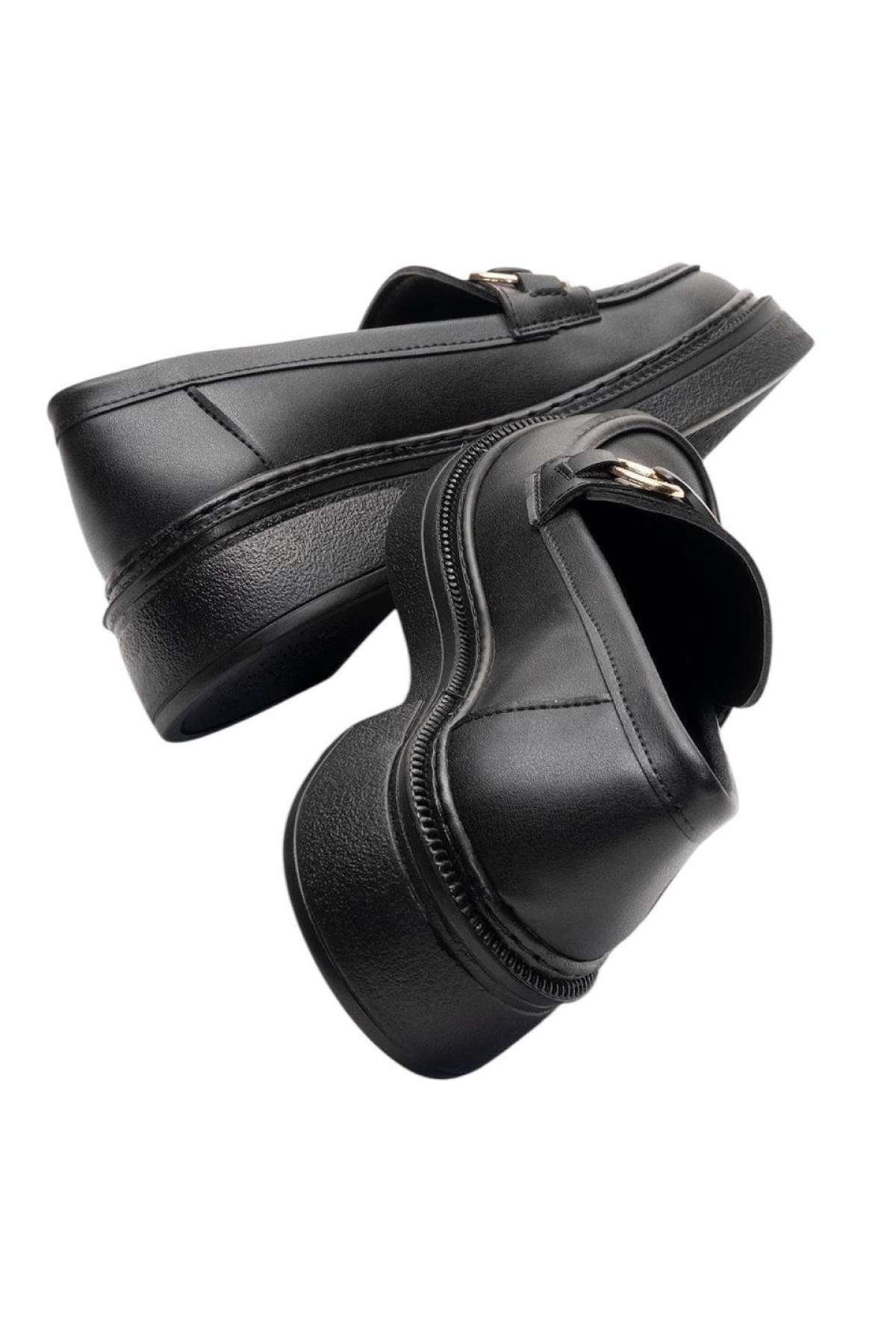 Kadın Tokalı Yüksek Taban Günlük Ayakkabı SİYAH - Görsel 6