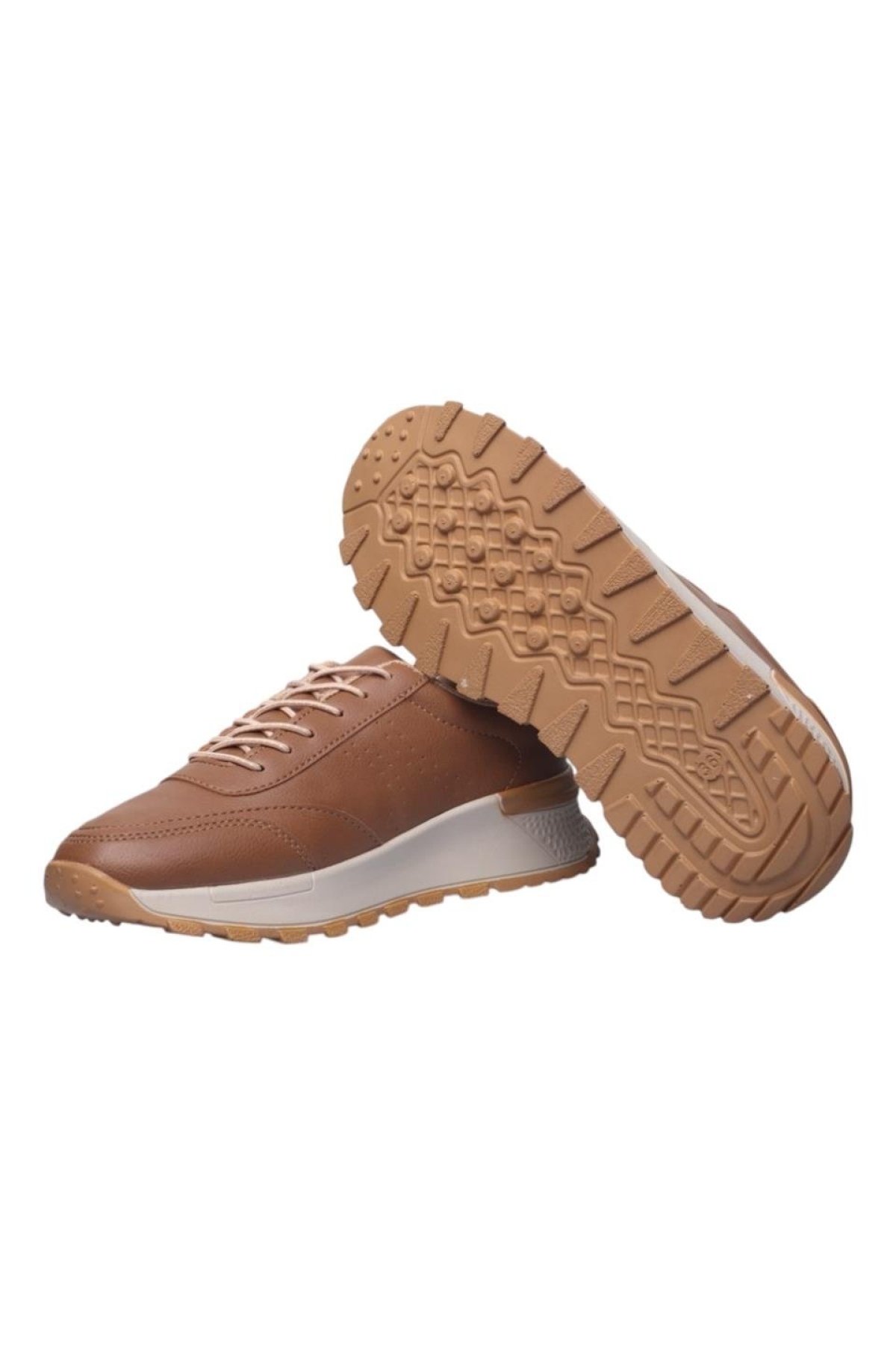 Kadın Bağcıklı Kolay Giyilebilir Mevsimlik Sneaker Spor Ayakkabı TABA - Görsel 6