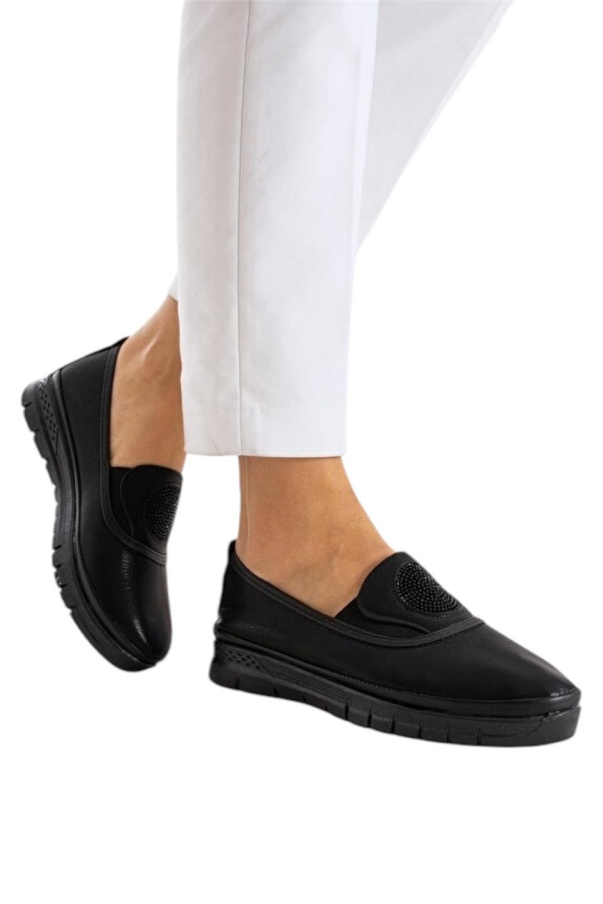 Kadın Ortopedik Taban Lastikli Anne Günlük Ayakkabı SİYAH - Görsel 3