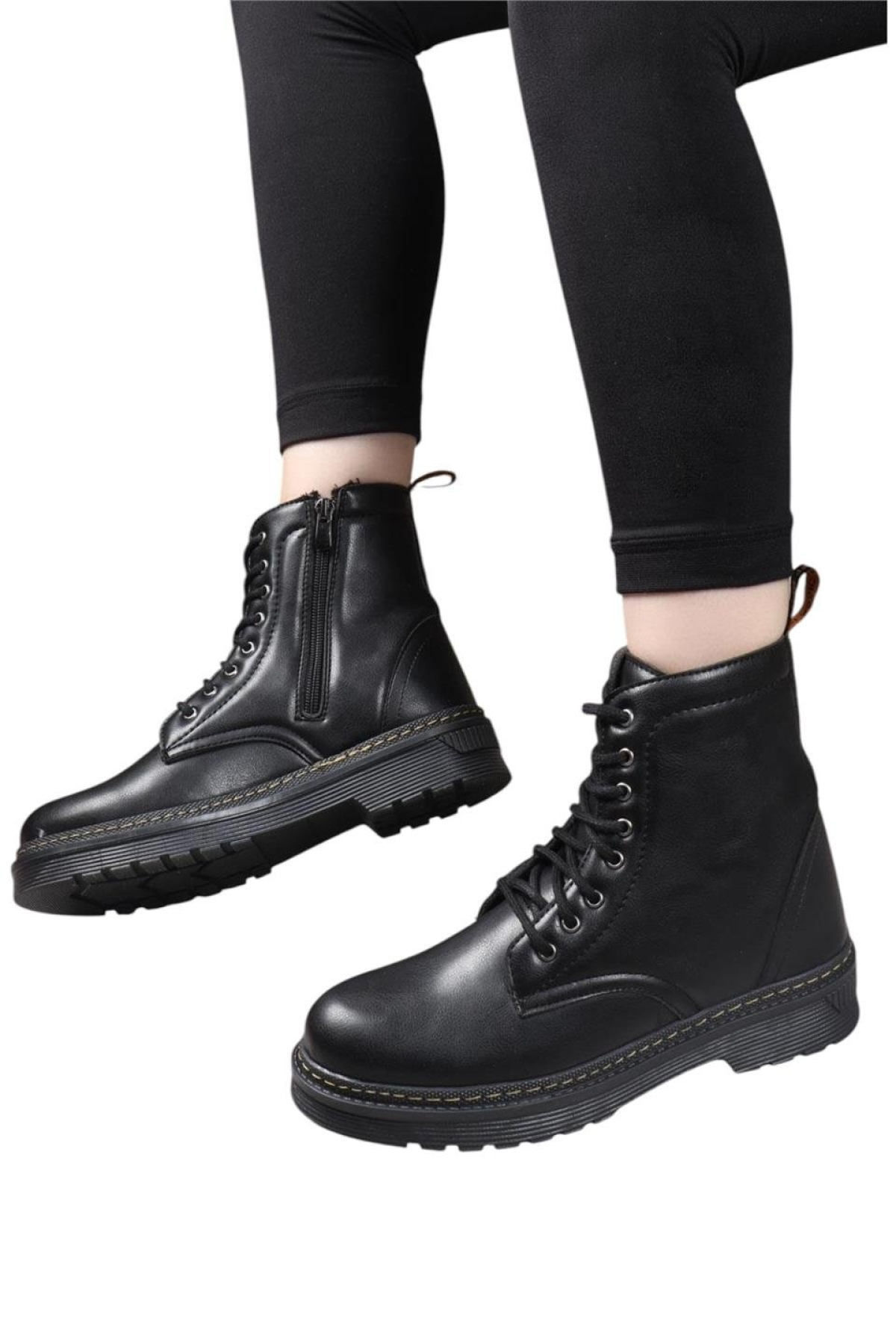 Kadın Termo Fermuarlı Bağcıklı Bot SİYAH - Görsel 5