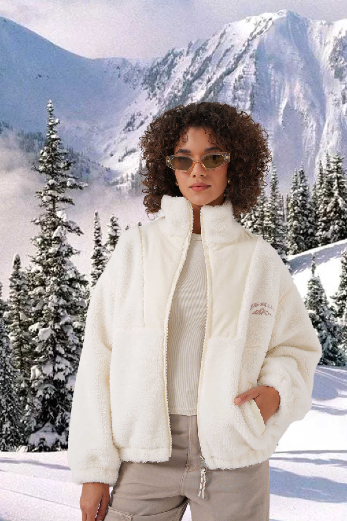 peachminty様 ブルゾン Sオフ白 Kadın Alpine Yazılı Peluş Mont 5194 Fiyatları | Flo