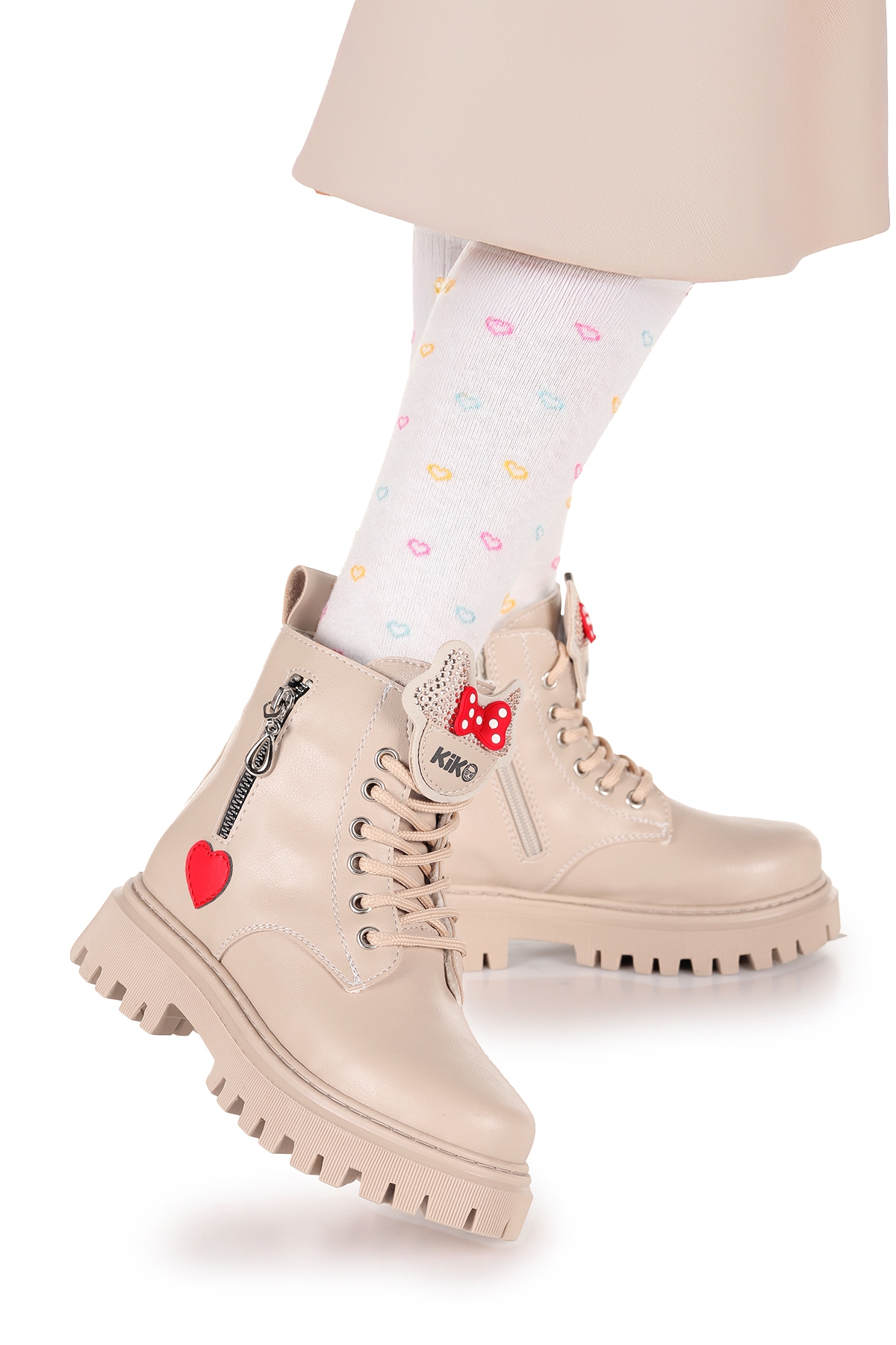 Bella Günlük Fermuarlı Kız Çocuk Bot Ayakkabı Bej - Görsel 4