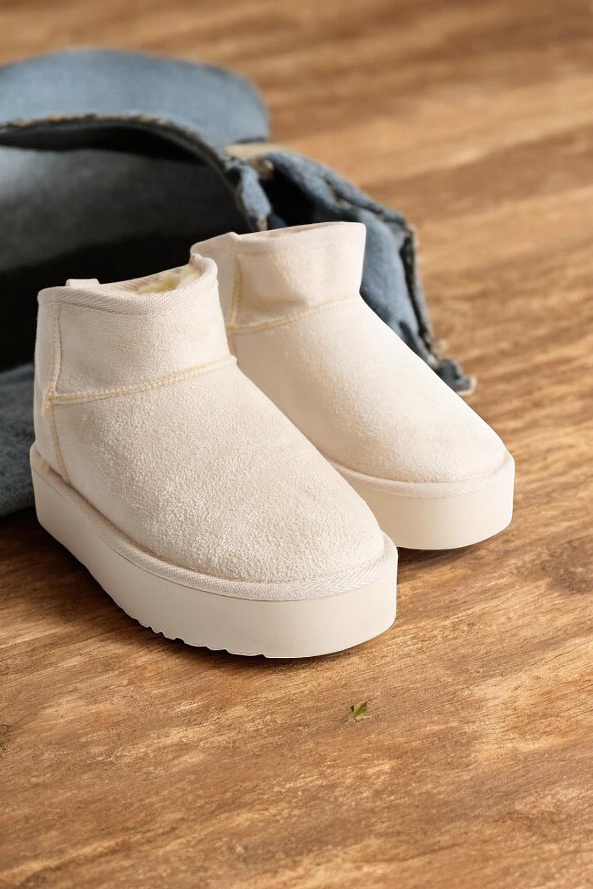 290A Günlük Kadın Bot Süet İçi Kürklü Yüksek Kalın Taban Kışlık Bot & Bootie Kalın Taban - Görsel 3