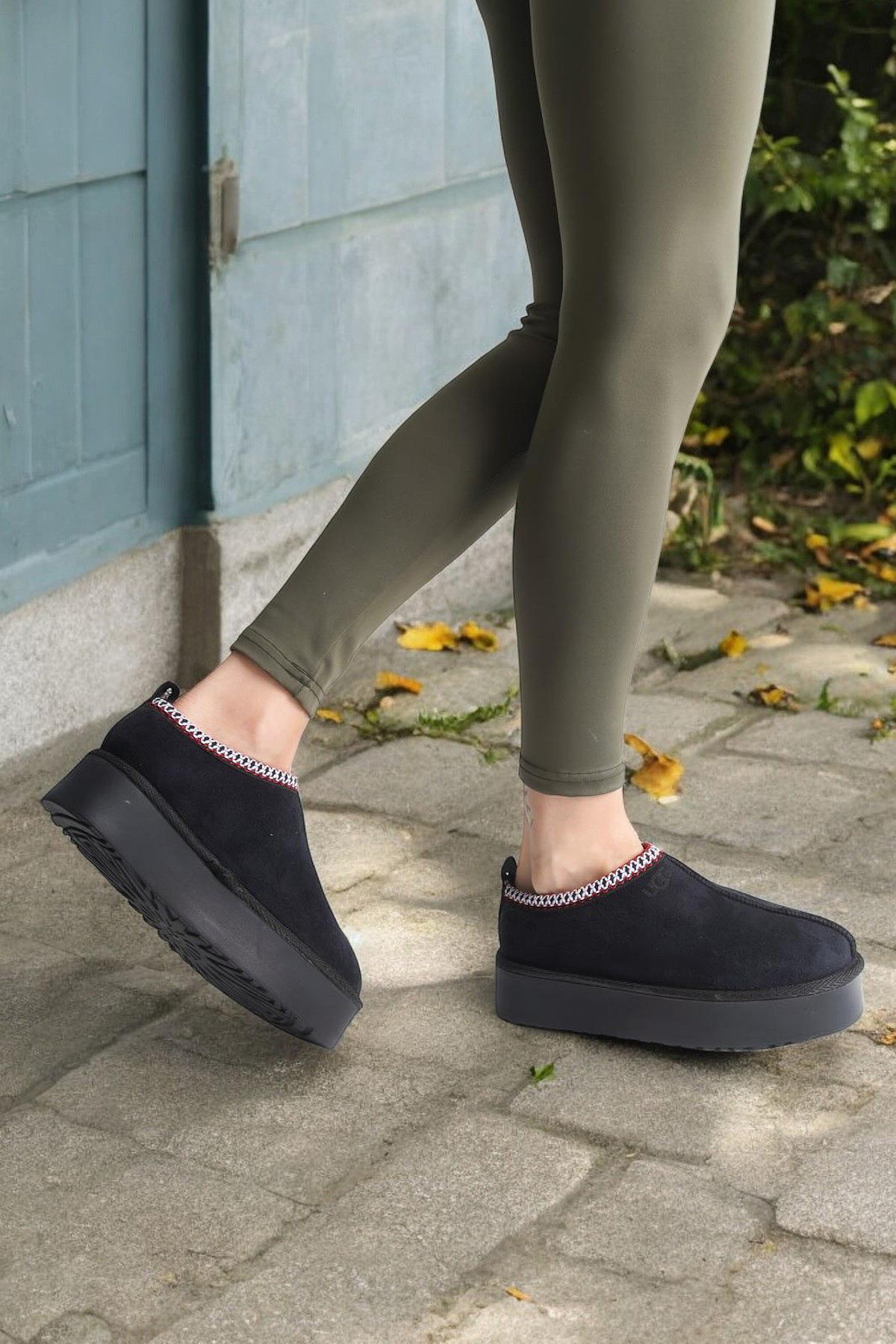 290A Günlük Kadın Bot Süet İçi Kürklü Yüksek Kalın Taban Kışlık Bot & Bootie Kalın Taban - Görsel 4