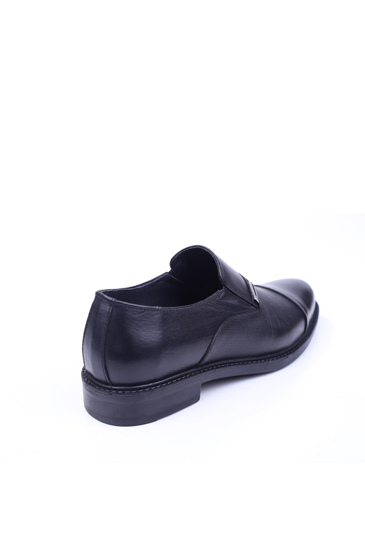1697 Erkek Hakiki Deri Siyah Bağcıksız Klasik Ayakkabı - Görsel 4