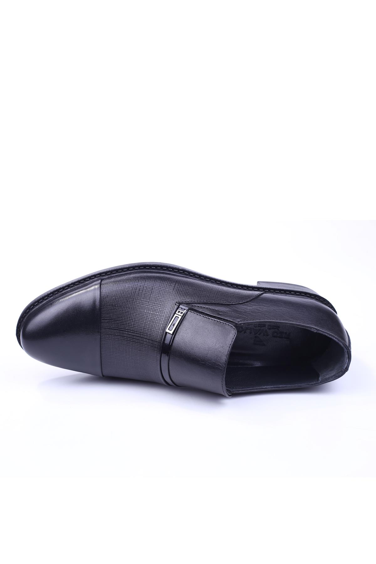 1697 Erkek Hakiki Deri Siyah Bağcıksız Klasik Ayakkabı - Görsel 5