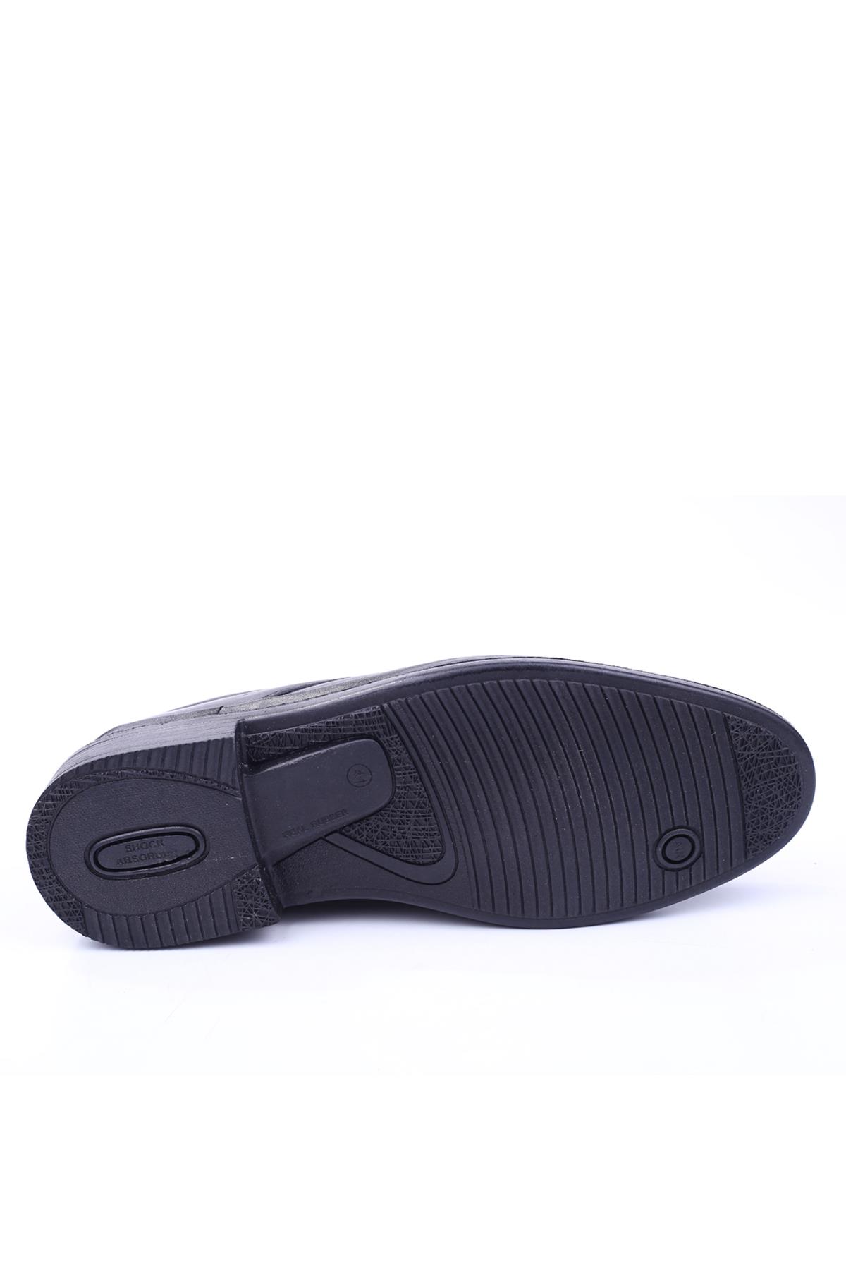 3960 Erkek Ortopedik Taban Bağcıklı Hakiki Deri Siyah Ayakkabı - Görsel 6