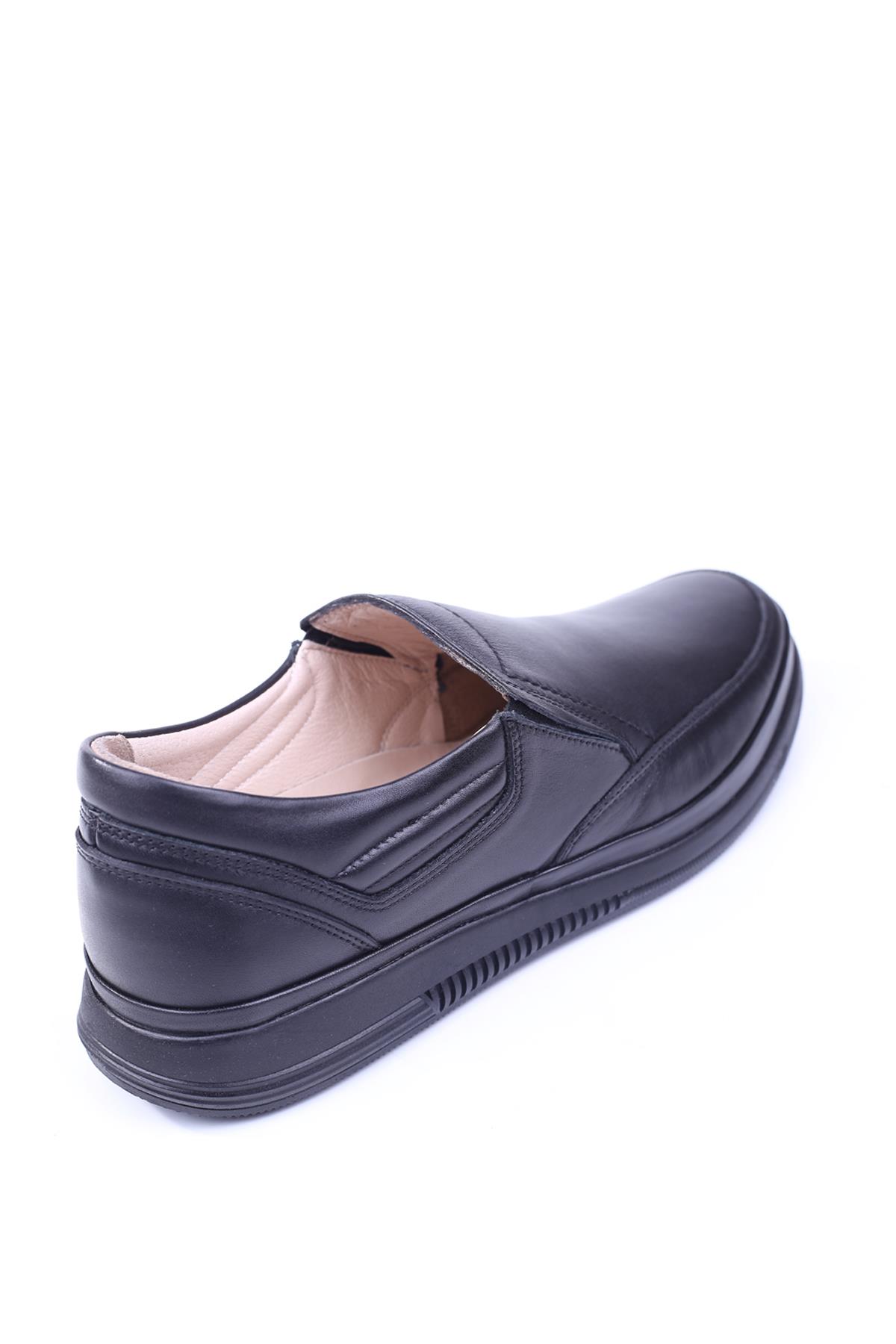 2667 Büyük Numara Erkek Hakiki Deri Günlük Siyah Ortopedik Ayakkabı - Görsel 4