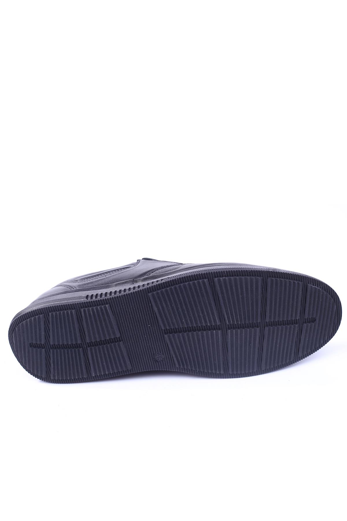 2667 Büyük Numara Erkek Hakiki Deri Günlük Siyah Ortopedik Ayakkabı - Görsel 6