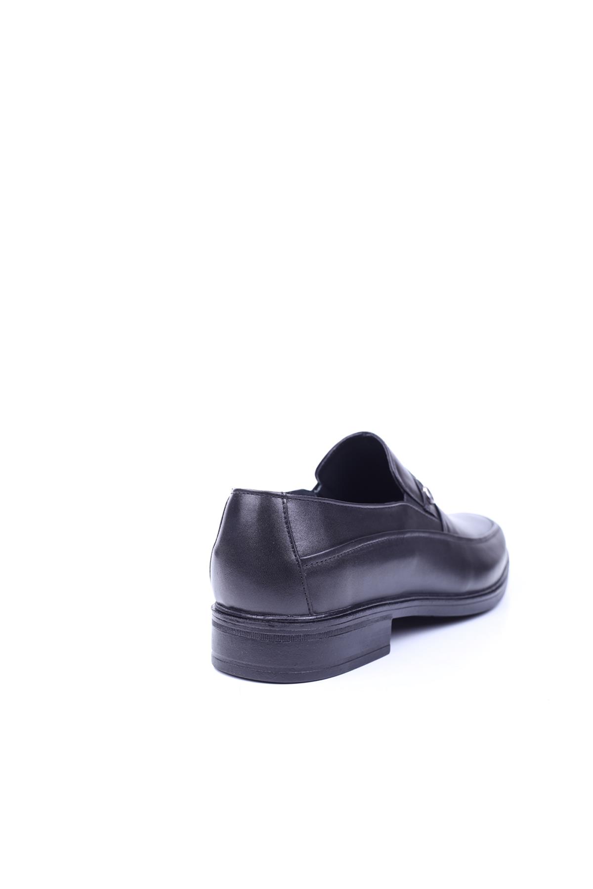 2030 Erkek Hakiki Deri Siyah Bağcıksız Klasik Ayakkabı - Görsel 4
