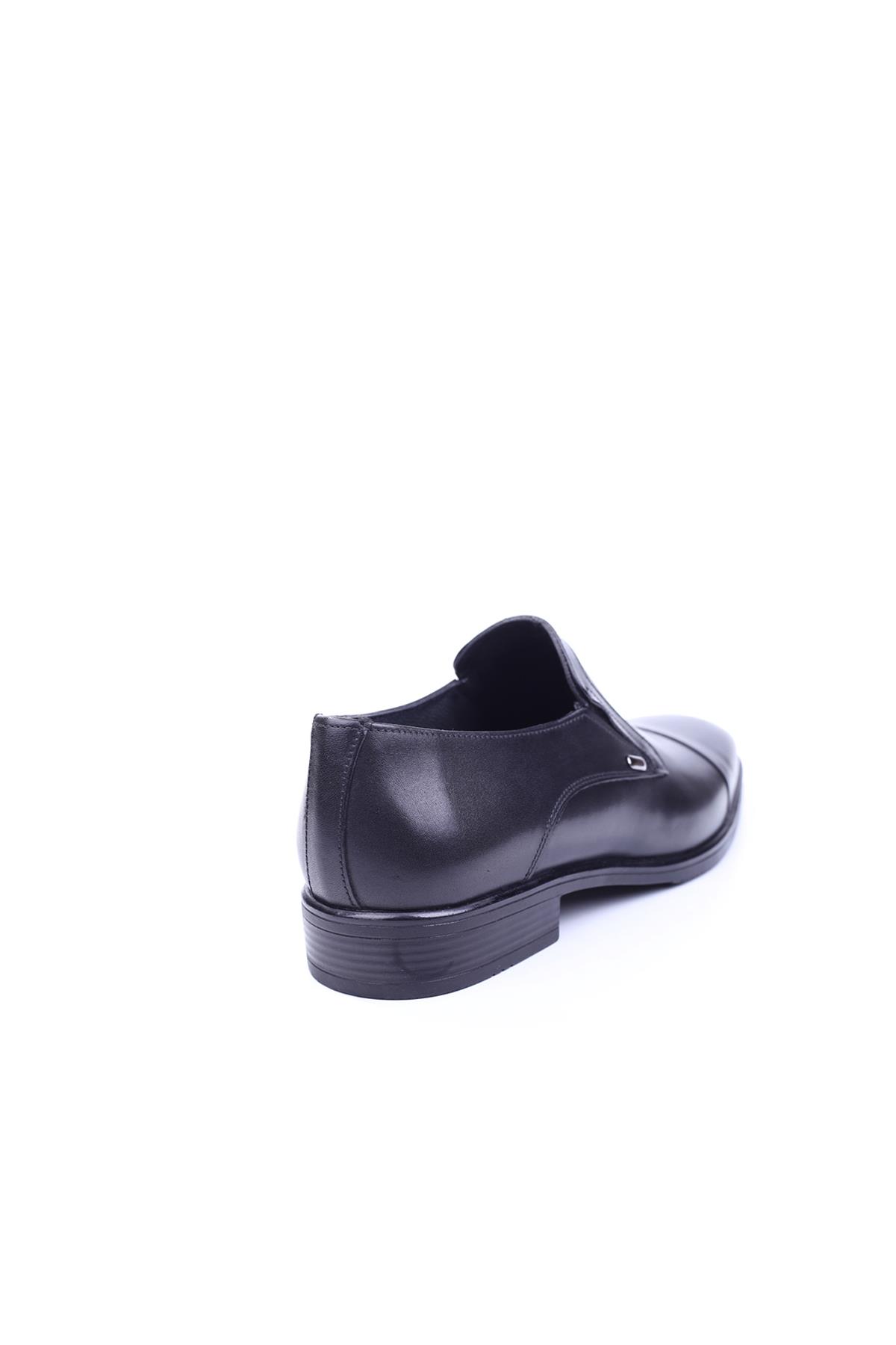 581 Erkek Hakiki Deri Siyah Bağcıksız Klasik Kauçuk Ayakkabı - Görsel 4