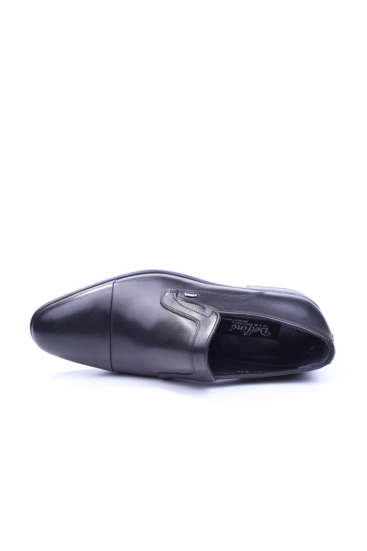 581 Erkek Hakiki Deri Siyah Bağcıksız Klasik Kauçuk Ayakkabı - Görsel 5