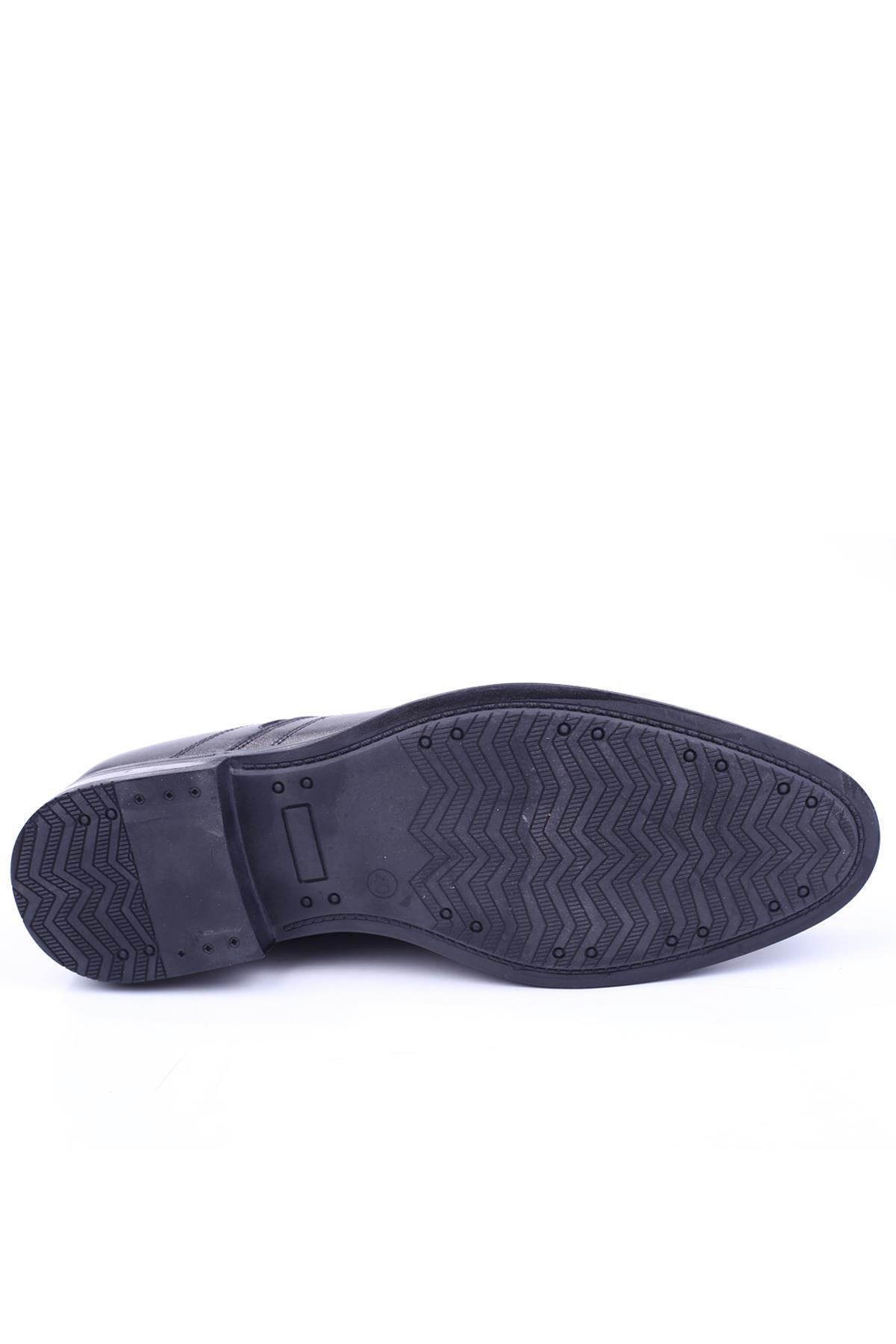 2512 Erkek Siyah Bağcıklı Hakiki Deri Kauçuk Klasik Ayakkabı - Görsel 6