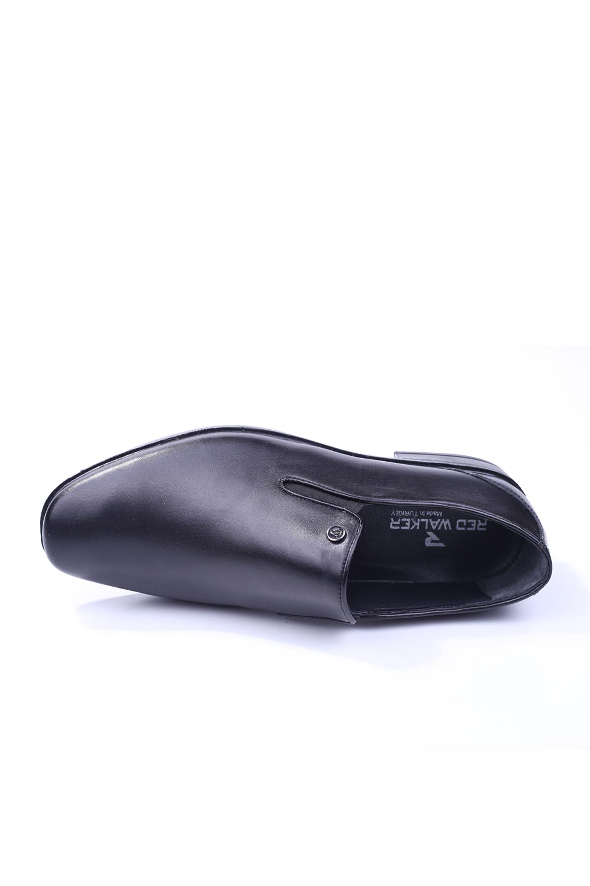 2277-3 Erkek Hakiki Deri Siyah Bağcıksız Klasik Ayakkabı - Görsel 5