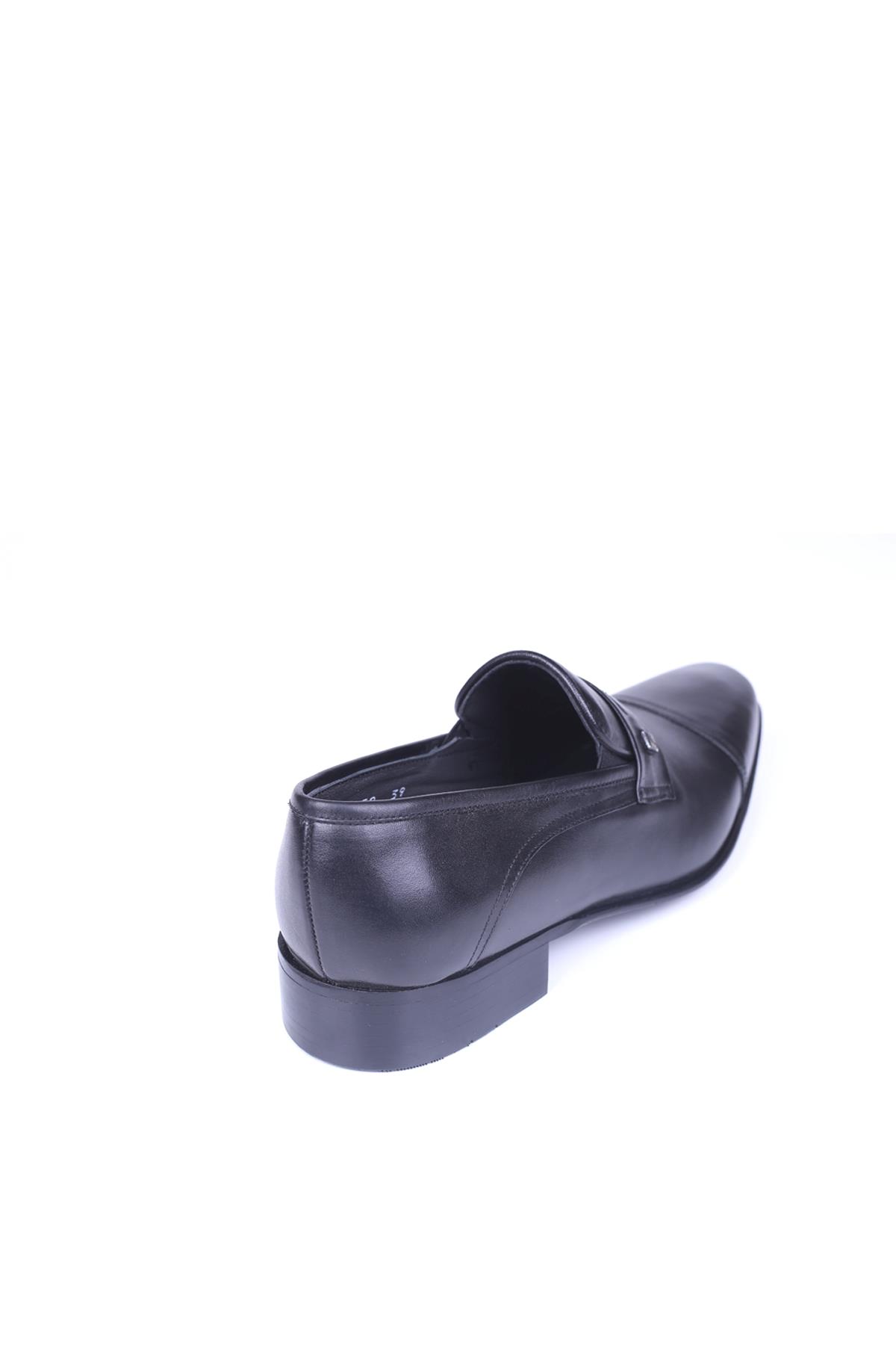 6059 Erkek Siyah Hakiki Deri Bağcıksız Klasik Ayakkabı - Görsel 4