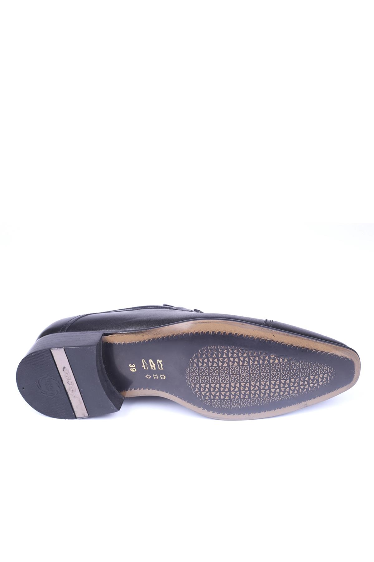 6059 Erkek Siyah Hakiki Deri Bağcıksız Klasik Ayakkabı - Görsel 6