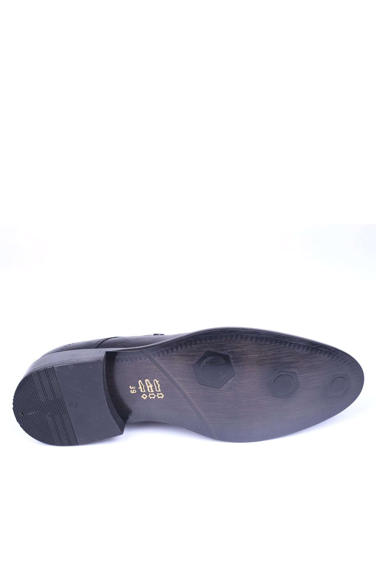 5045 Erkek Siyah Bağcıklı Neolit Taban Klasik Deri Ayakkabı - Görsel 6