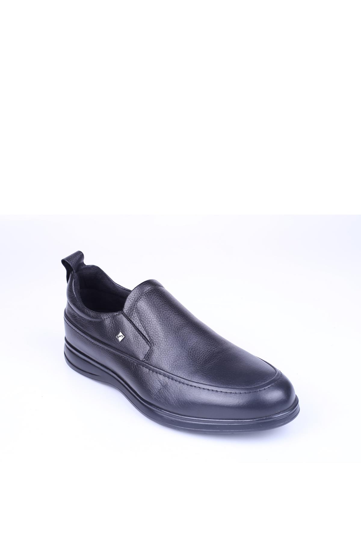 9547 Erkek Siyah Hakiki Deri Klasik Kauçuk Ayakkabı - Görsel 3