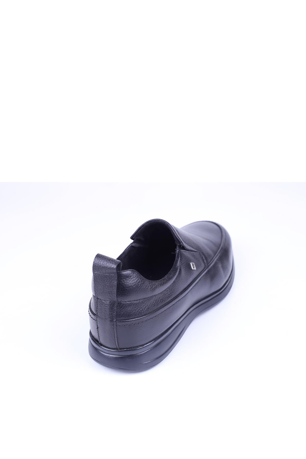 9547 Erkek Siyah Hakiki Deri Klasik Kauçuk Ayakkabı - Görsel 5
